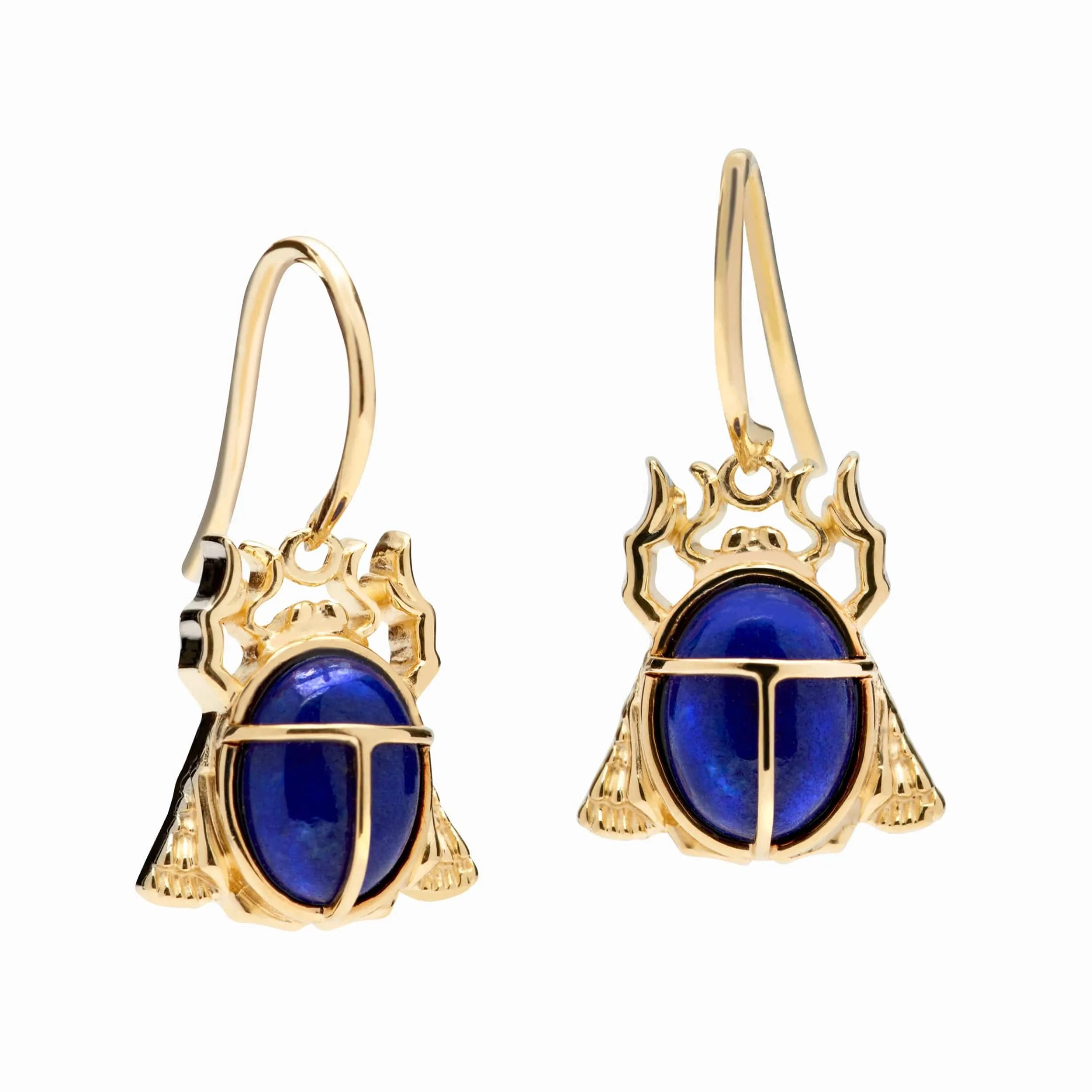 Lapis Lazuli Scarab Drop Earrings sold by Awe Inspired