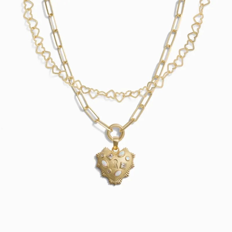 Gemstone Radiant Heart Necklace Set sold by Awe Inspired