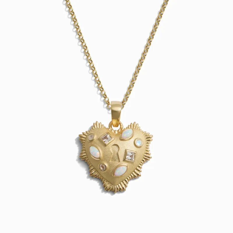 Gemstone Locked Radiant Heart Necklace sold by Awe Inspired