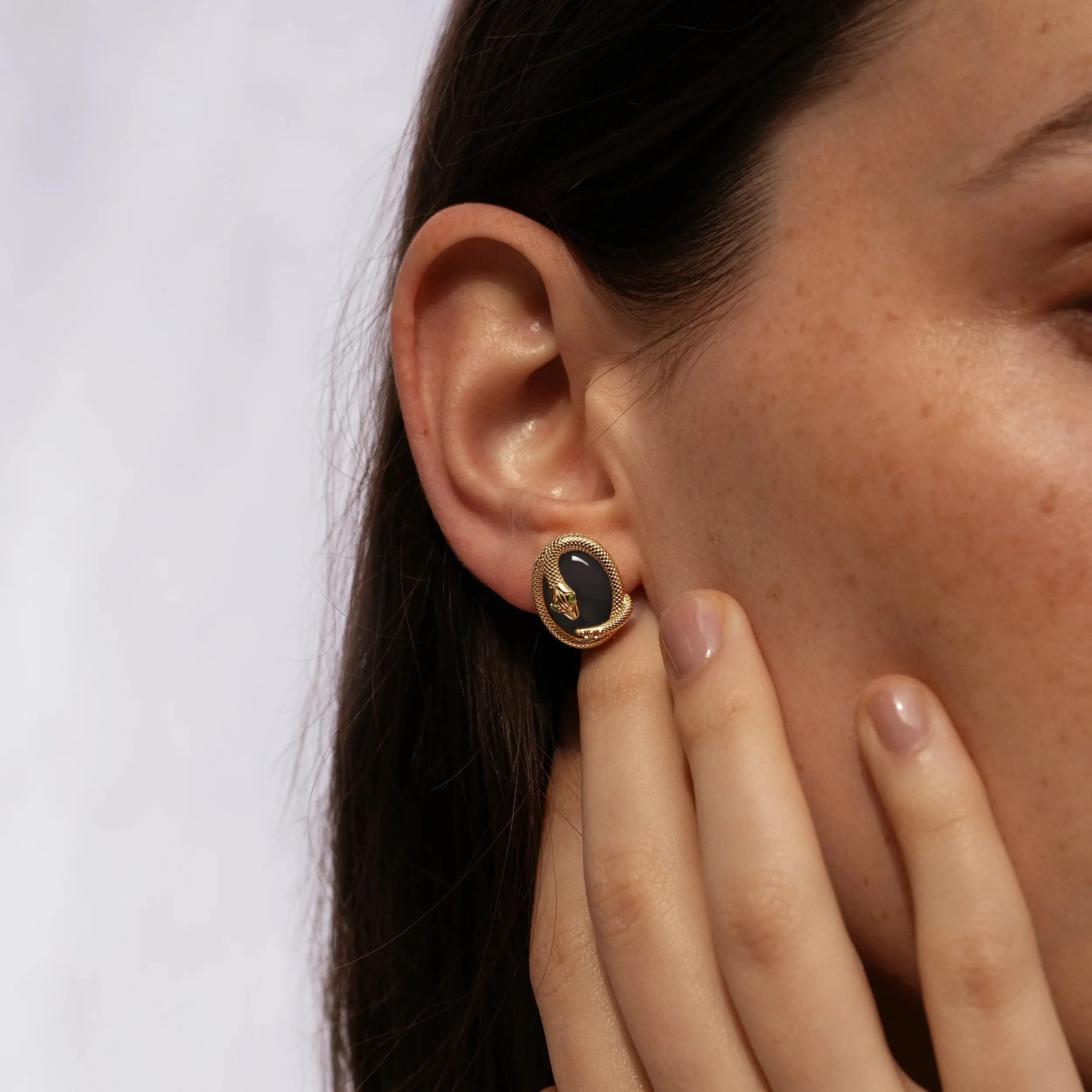 Grey Cat's Eye Snake Studs sold by Awe Inspired product image thumbnail 3