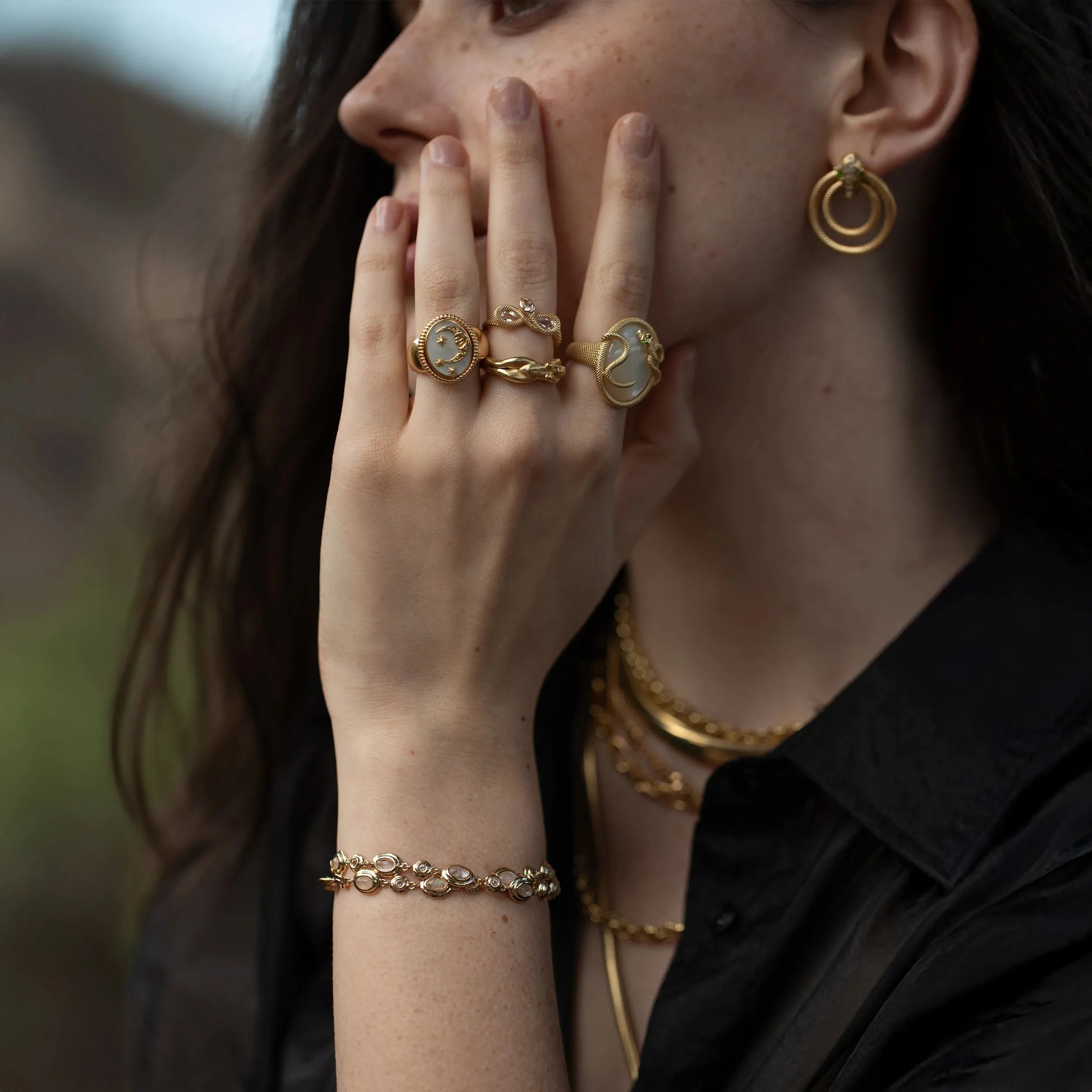 Mother of Pearl Snake Statement Ring sold by Awe Inspired product image thumbnail 5