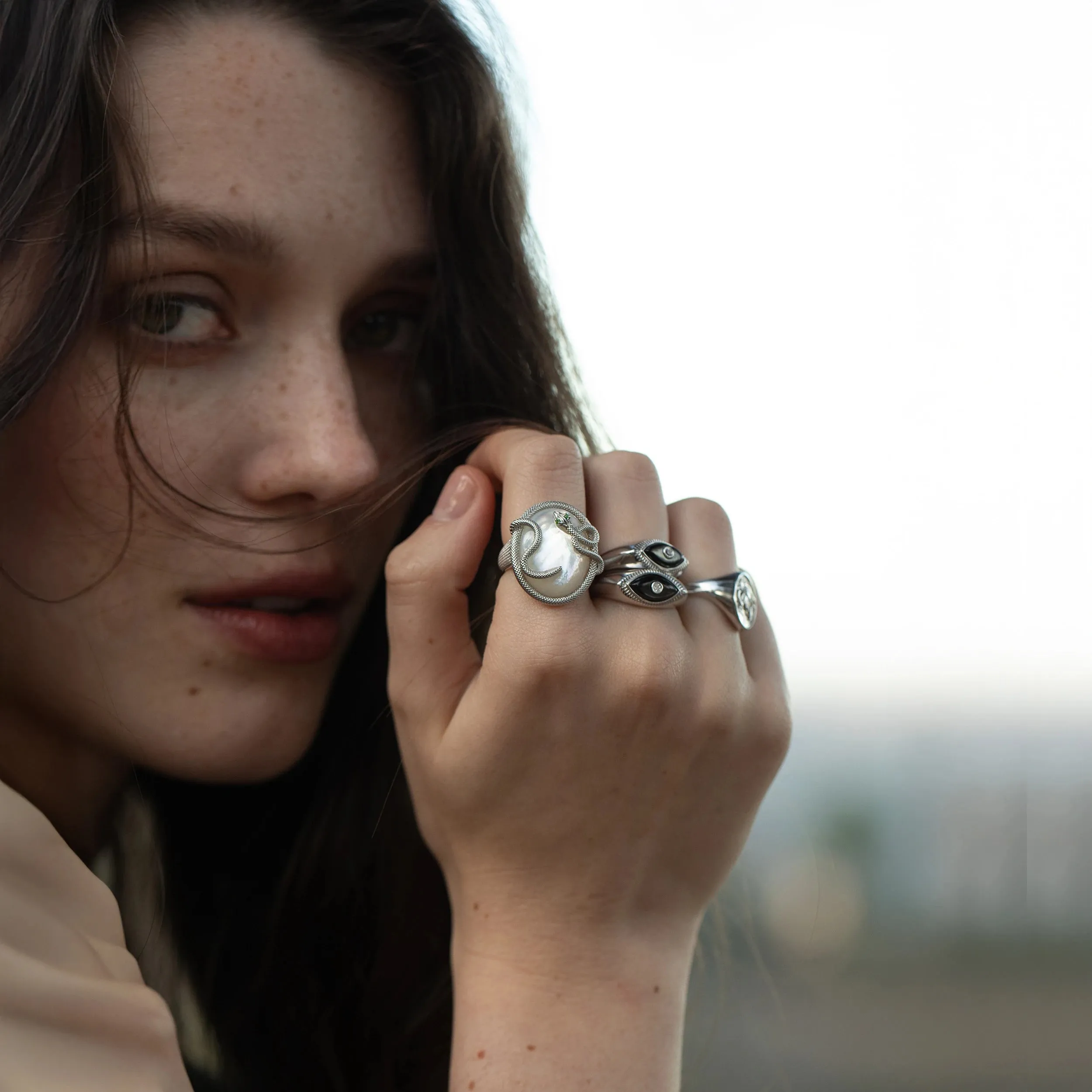 Mother of Pearl Snake Statement Ring sold by Awe Inspired product image thumbnail 3