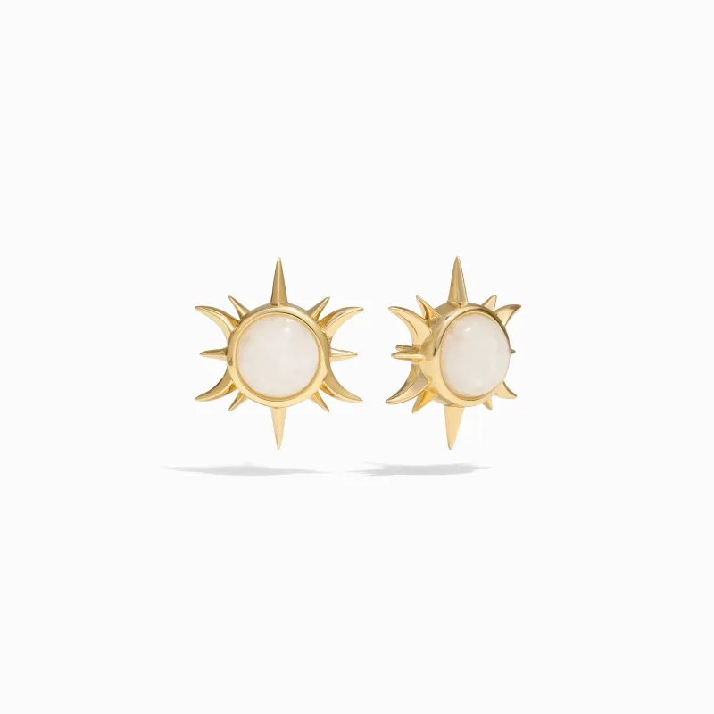 Triple Moon Statement Studs Moonstone sold by Awe Inspired
