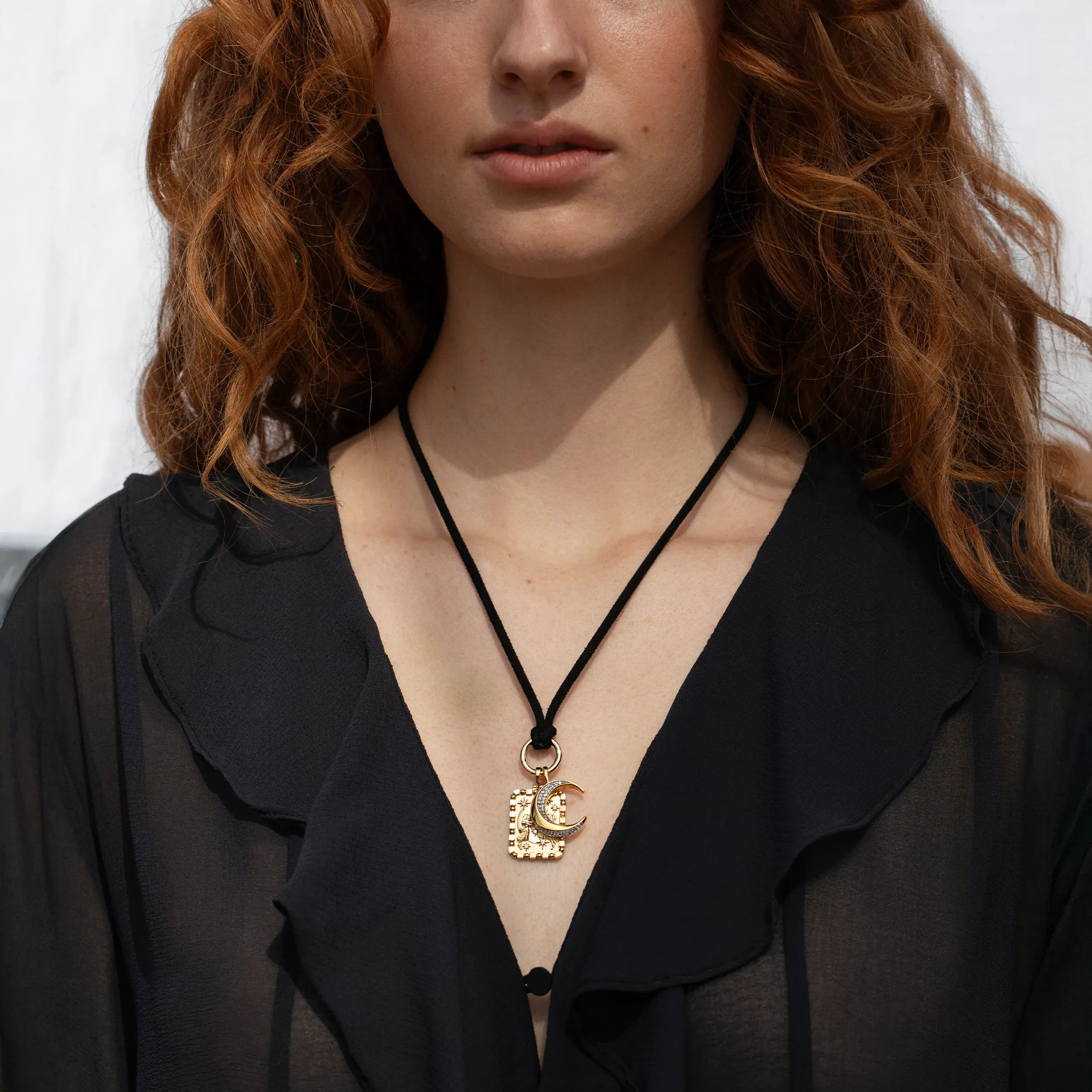 Moon Duo Cord Charm Necklace sold by Awe Inspired product image thumbnail 2