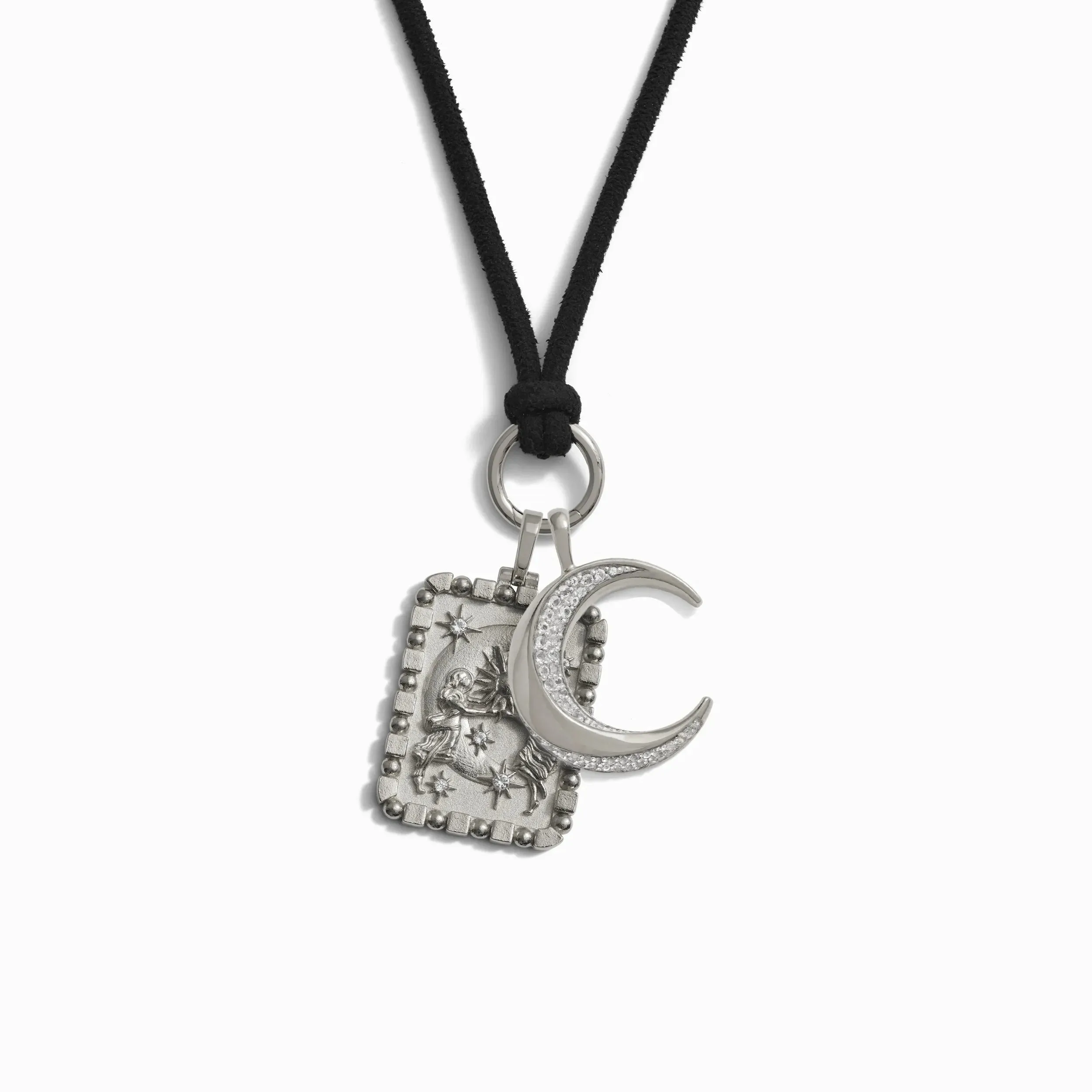 Moon Duo Cord Charm Necklace sold by Awe Inspired product image thumbnail 3