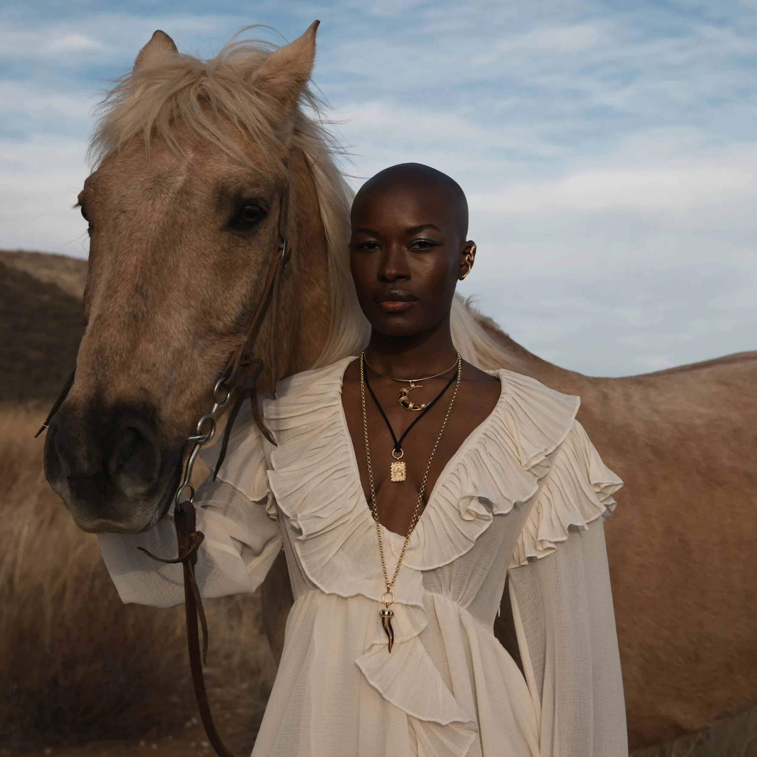 Long Tiger's Eye Horn Charm Necklace sold by Awe Inspired product image thumbnail 3