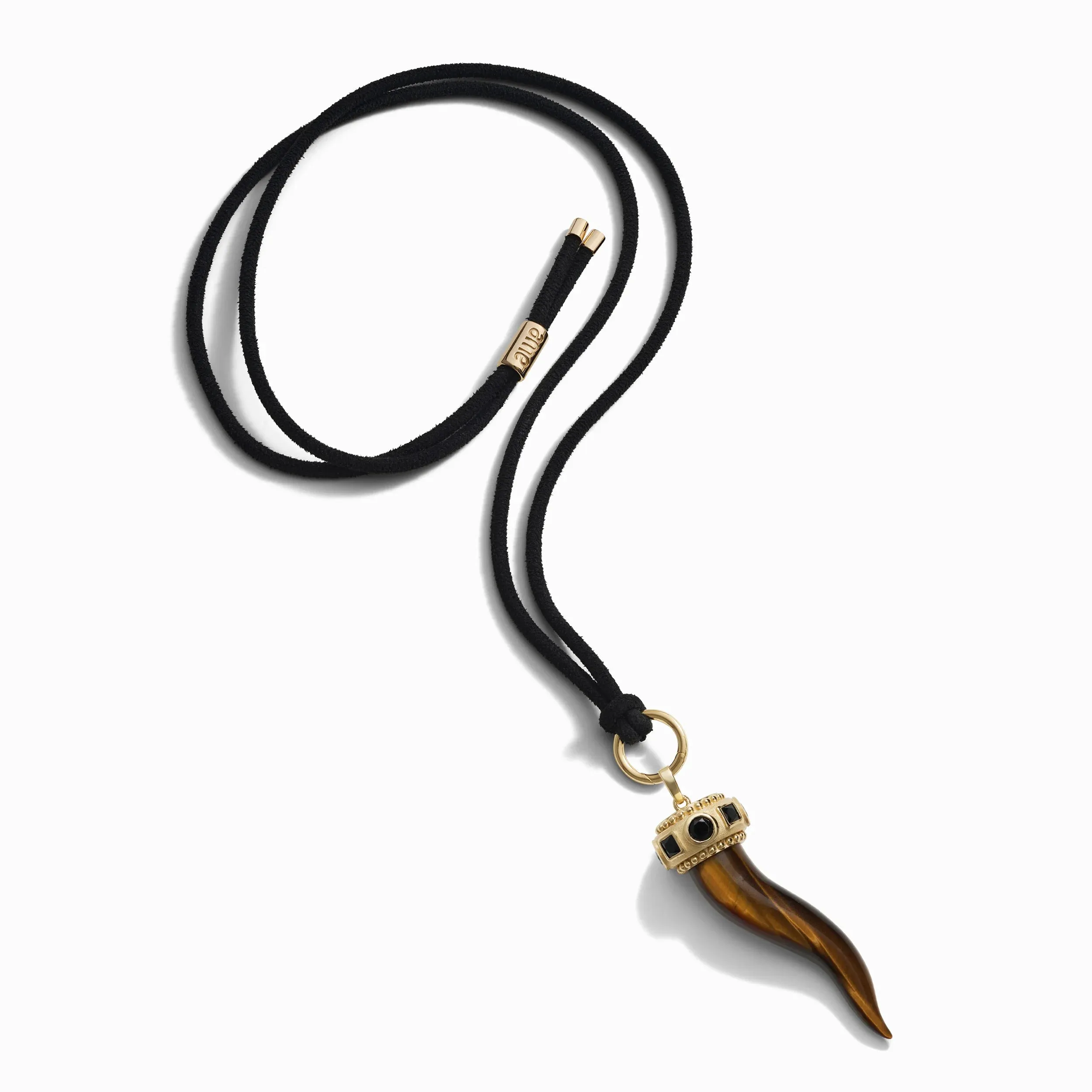 Tiger's Eye Horn Cord Charm Necklace sold by Awe Inspired product image thumbnail 3