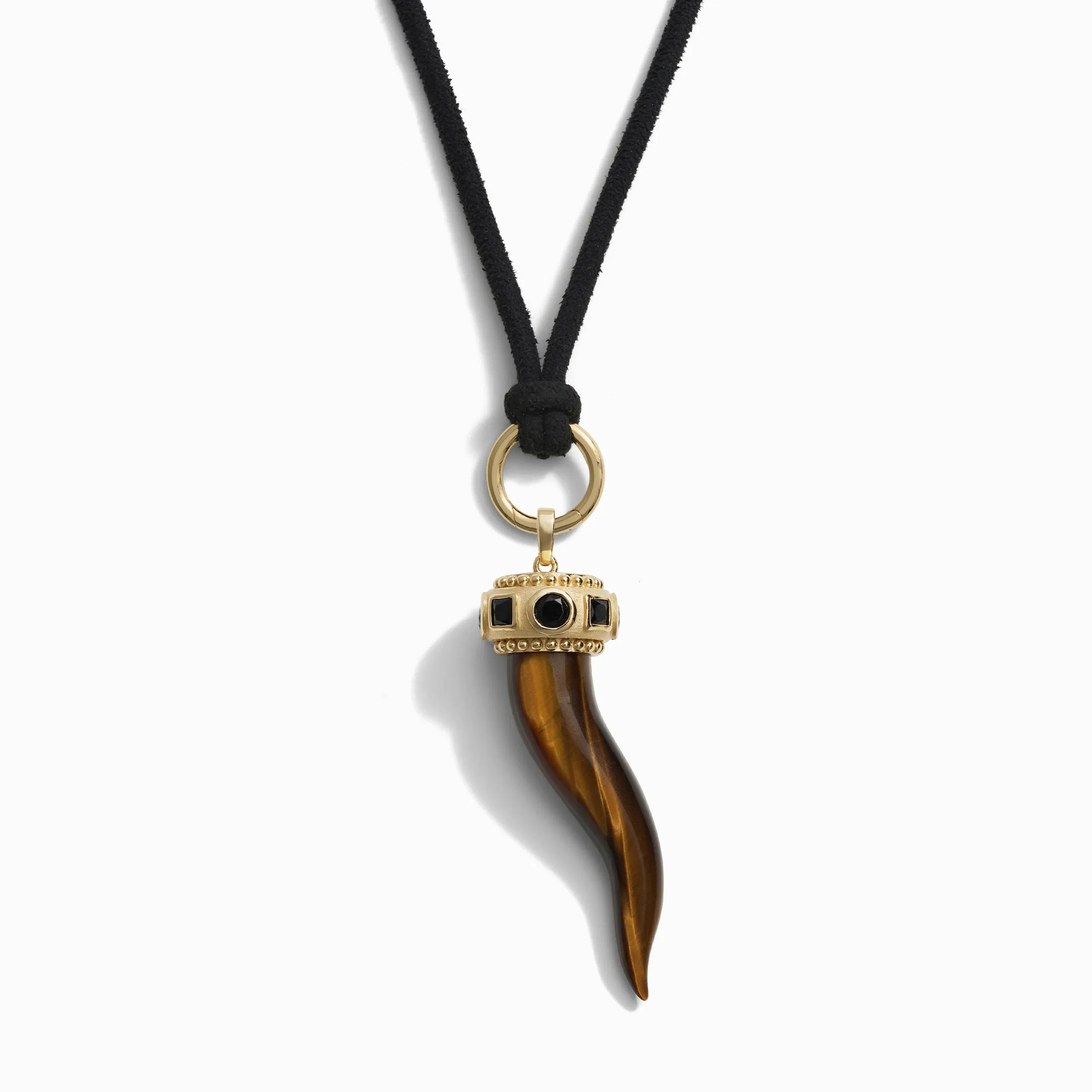 Tiger's Eye Horn Cord Charm Necklace sold by Awe Inspired