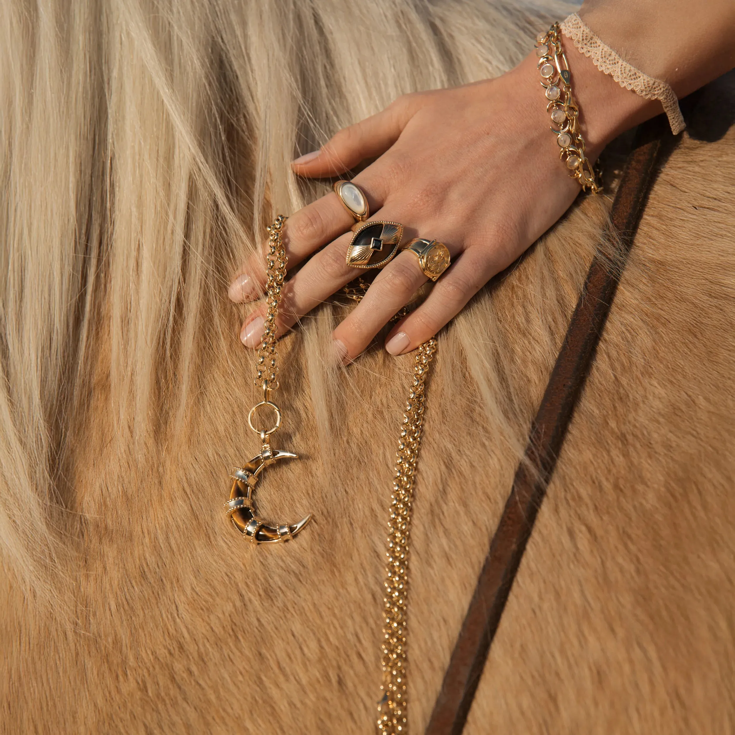 Long Boho Moon Charm Necklace sold by Awe Inspired product image thumbnail 4