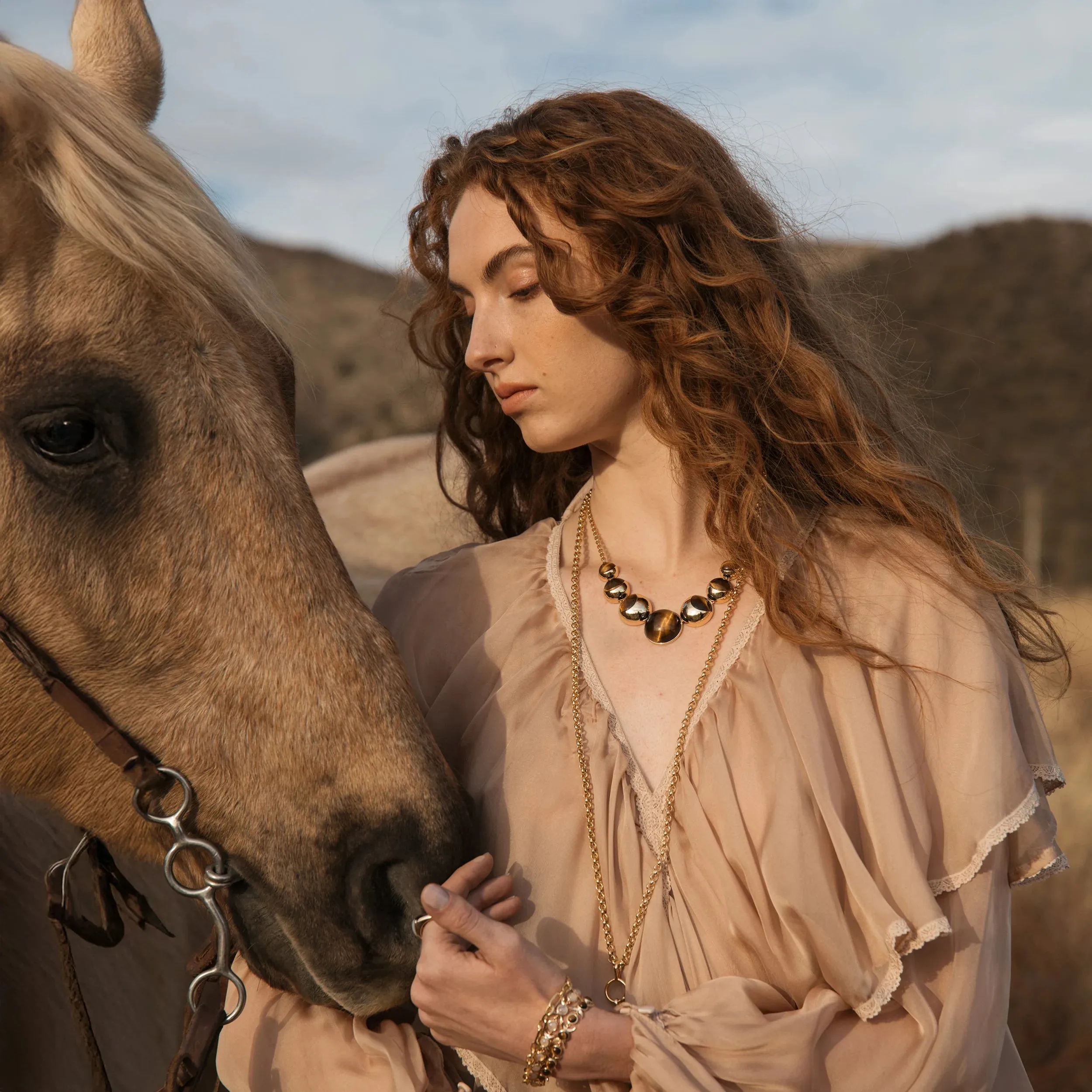 Tiger's Eye Moon Phase Statement Necklace sold by Awe Inspired product image thumbnail 3