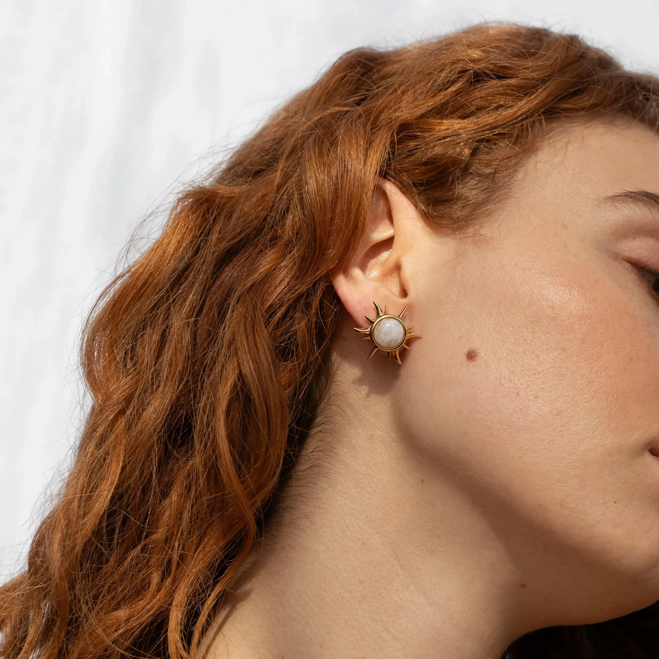 Moonstone Triple Moon Studs sold by Awe Inspired product image thumbnail 2