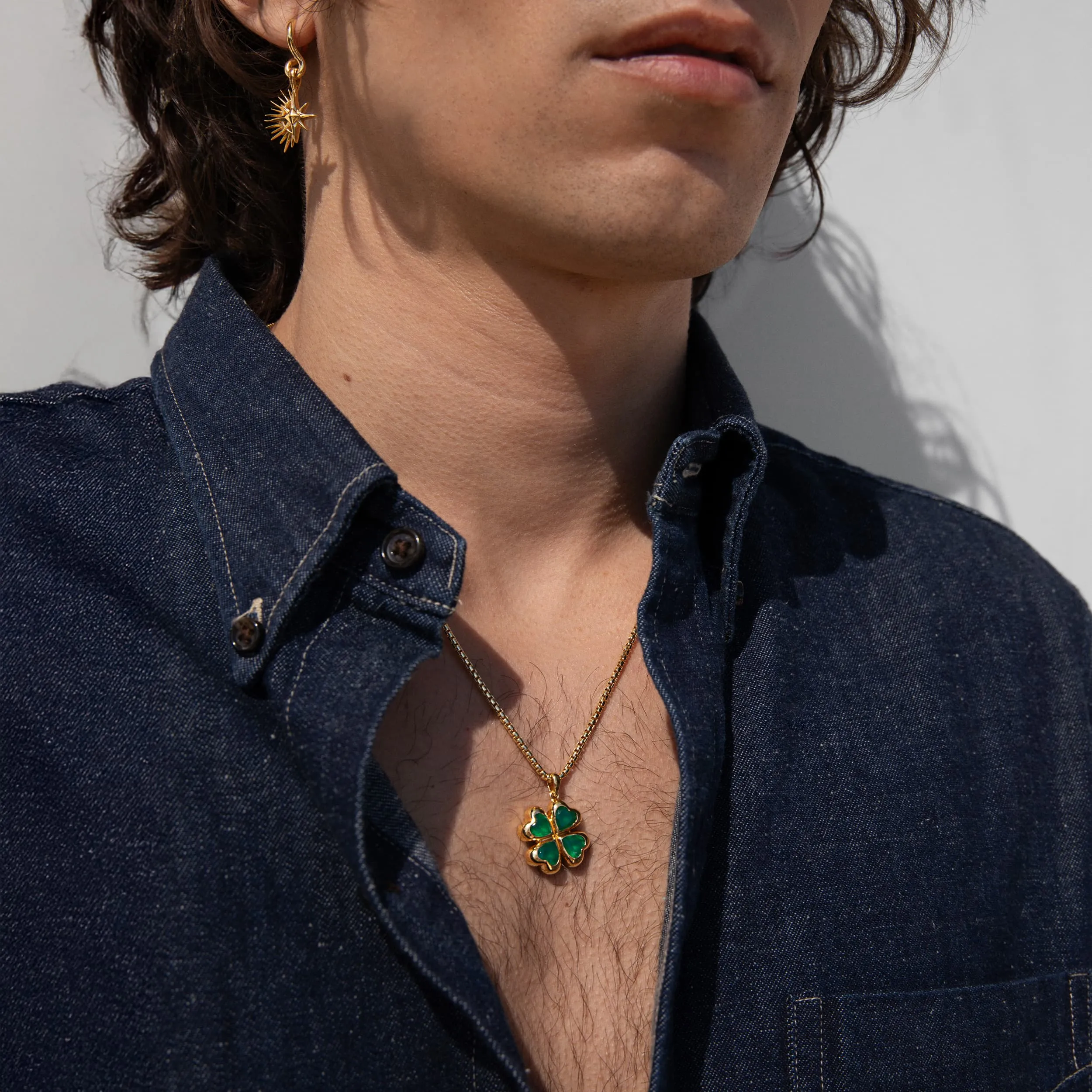 Men's Lucky Clover Necklace sold by Awe Inspired product image thumbnail 2