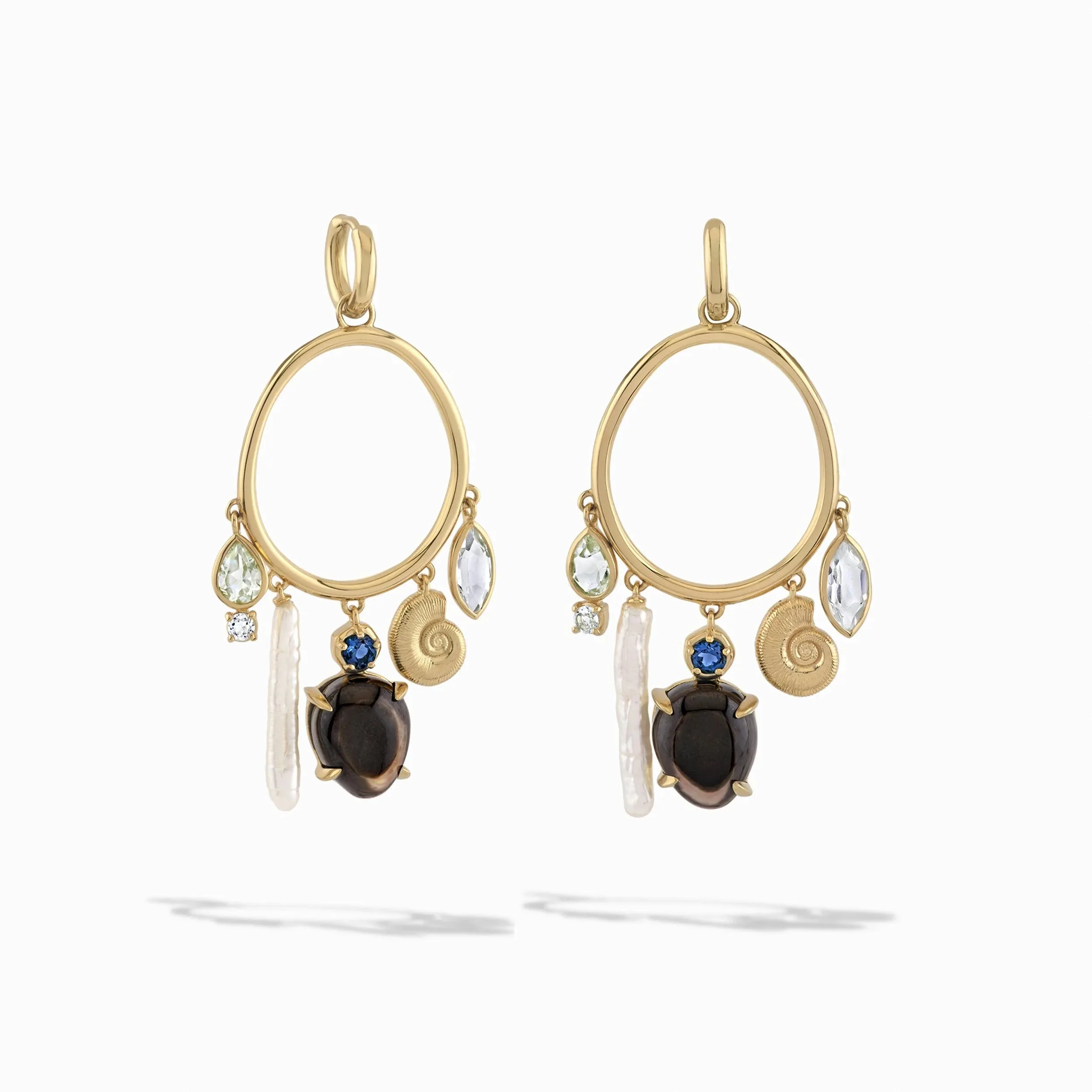 Deep Sea Gemstone Charm Hoops sold by Awe Inspired