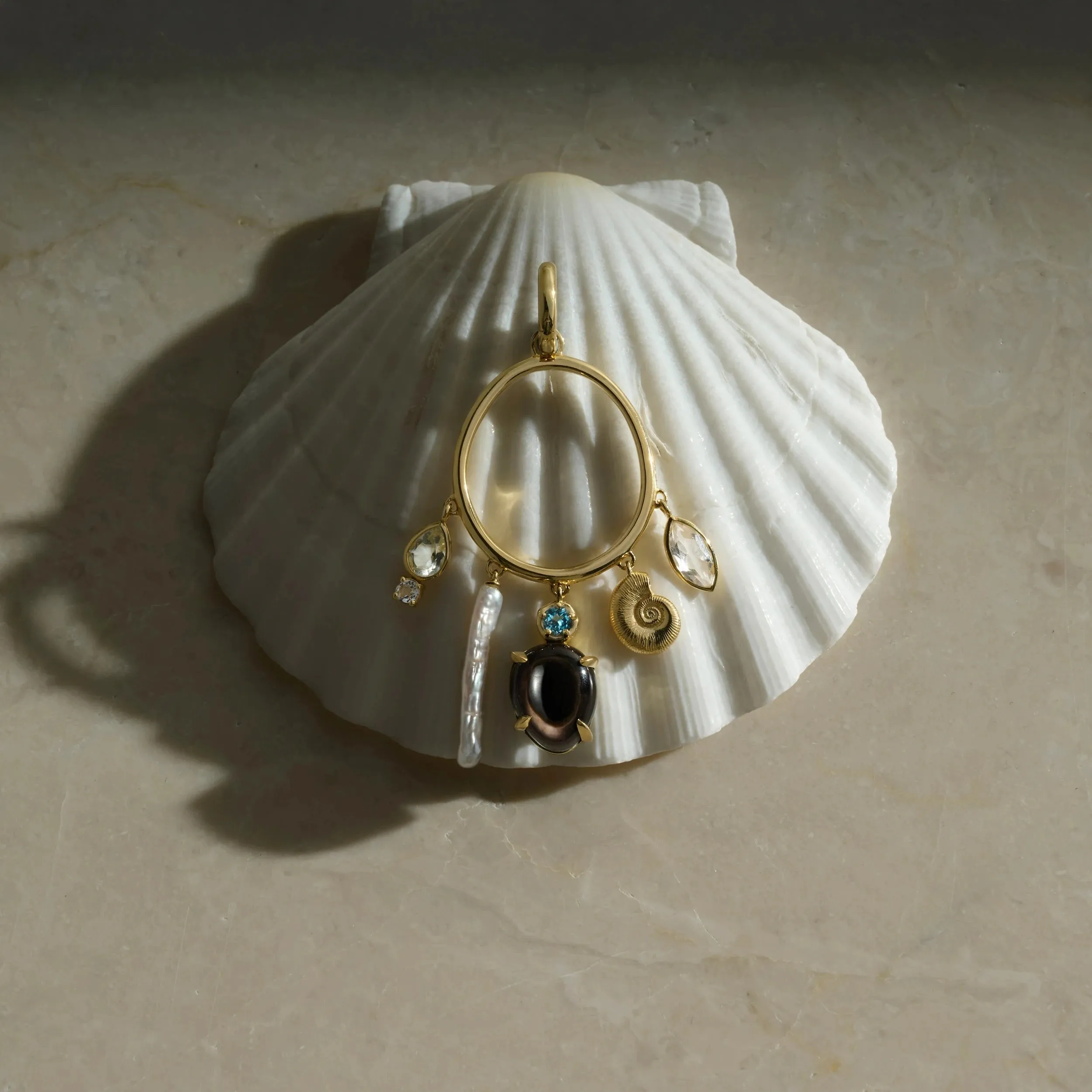 Deep Sea Gemstone Charm Hoops sold by Awe Inspired product image thumbnail 4