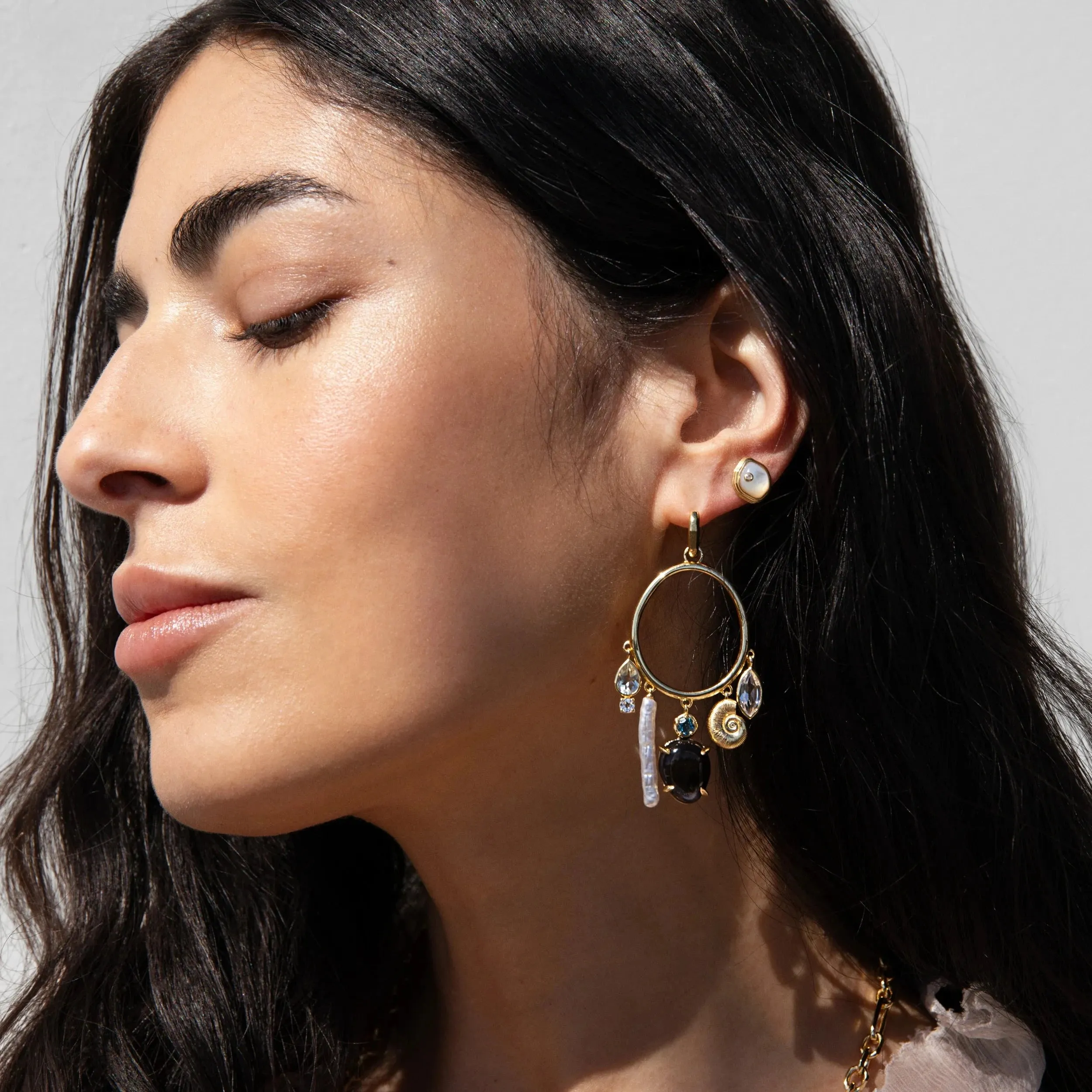 Deep Sea Gemstone Charm Hoops sold by Awe Inspired product image thumbnail 2