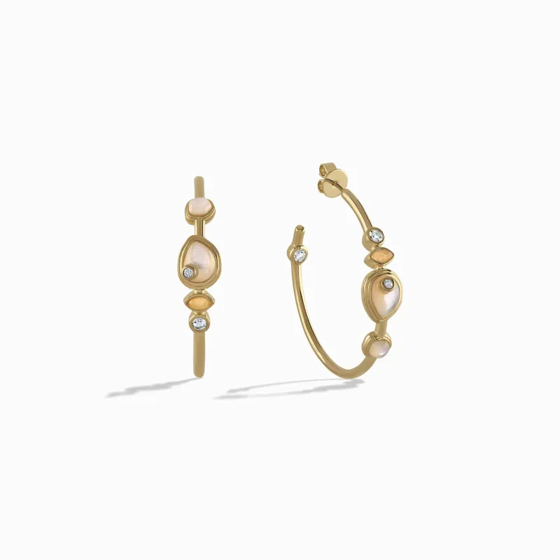 Organic Pearl Gemstone Hoops sold by Awe Inspired