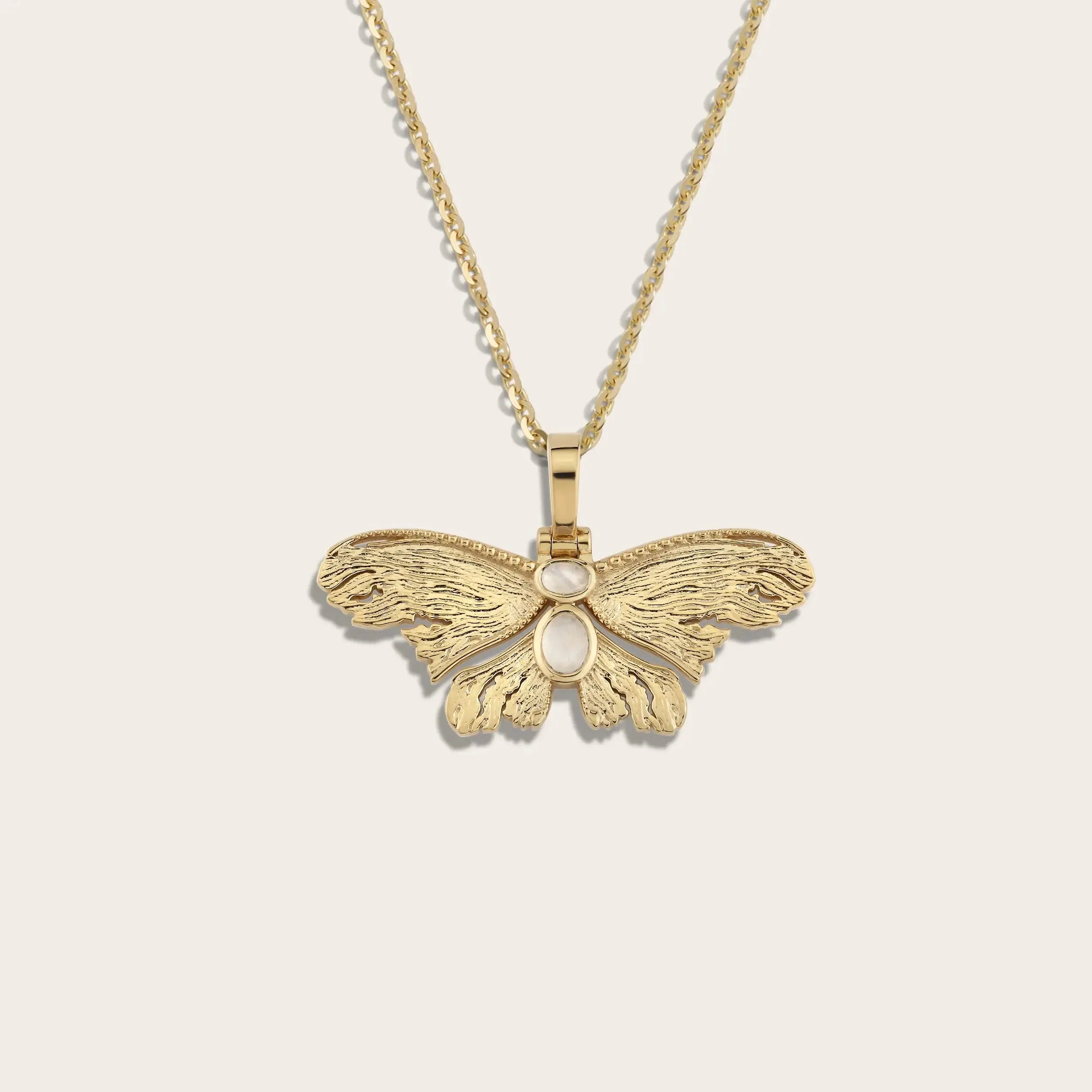 Moonstone Moth Necklace sold by Awe Inspired