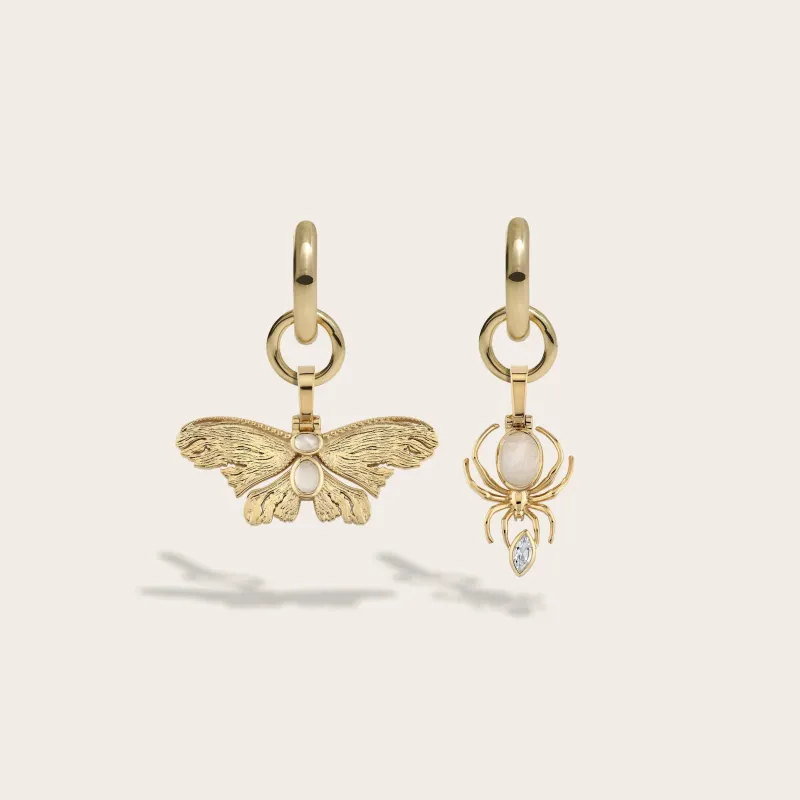 Moonstone Insects Charm Earrings sold by Awe Inspired