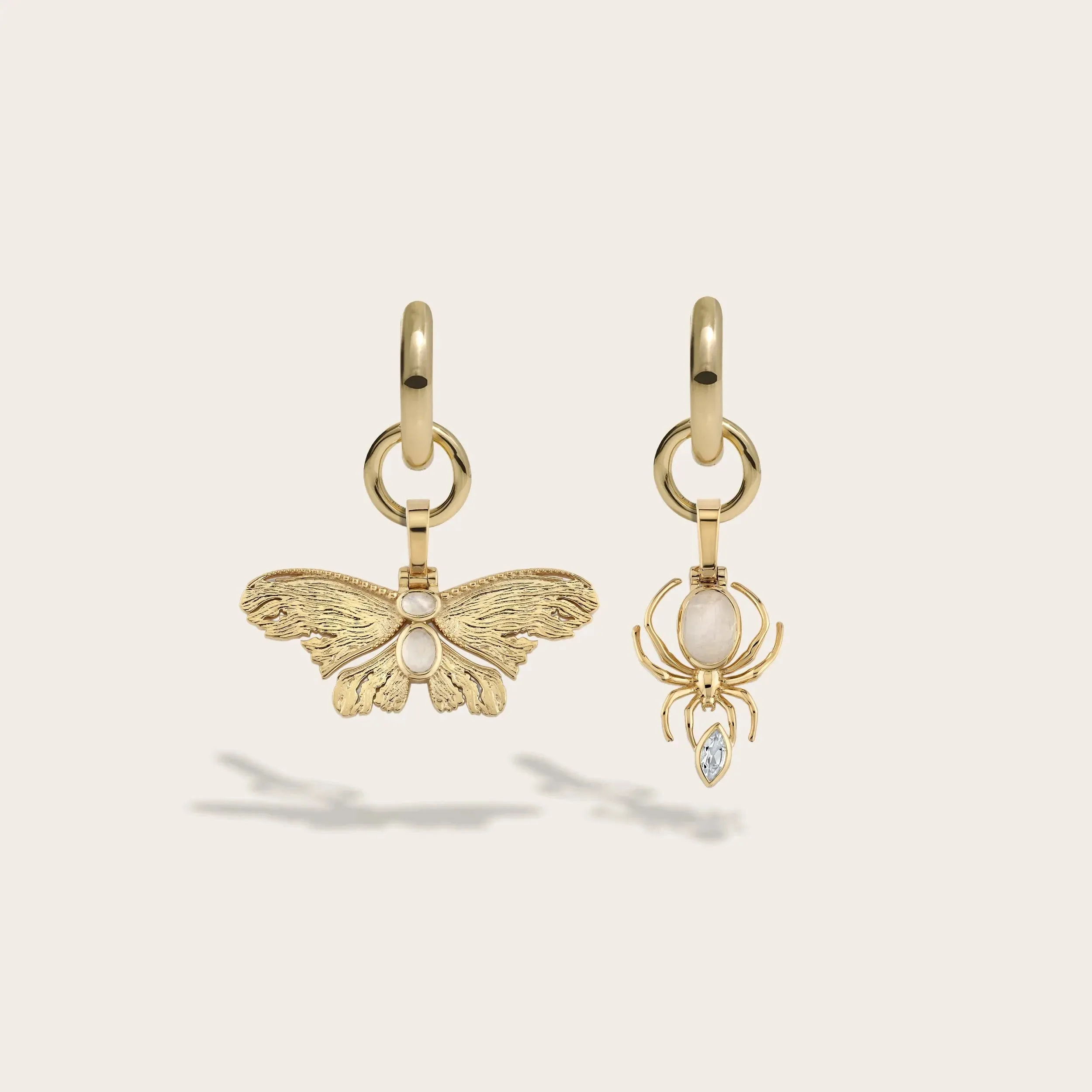 Moonstone Insects Charm Earrings sold by Awe Inspired