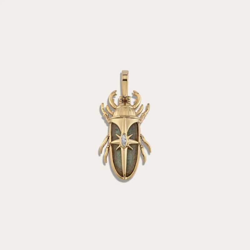 Labradorite Beetle Pendant sold by Awe Inspired