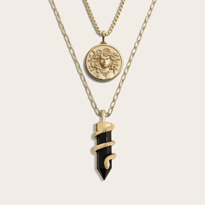 Medusa and Onyx Snake Necklace Set sold by Awe Inspired