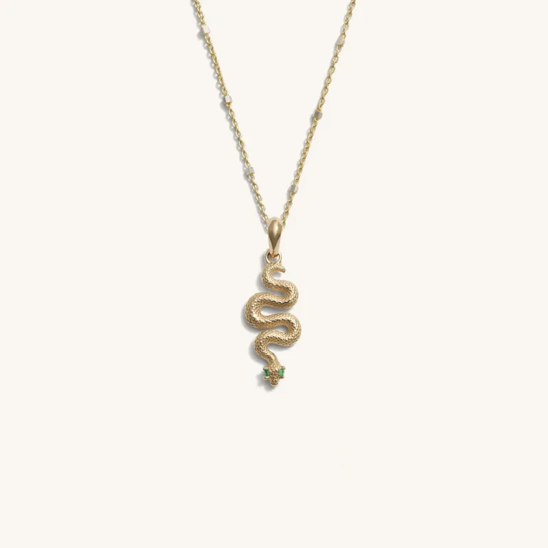 Emerald Eye Snake Necklace sold by Awe Inspired