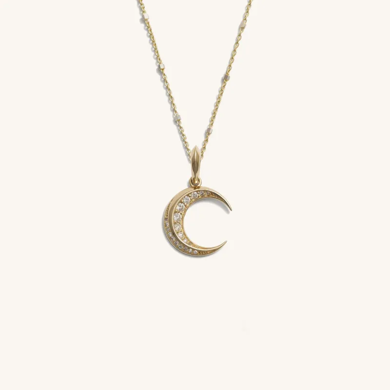 Diamond Twisted Moon Necklace sold by Awe Inspired