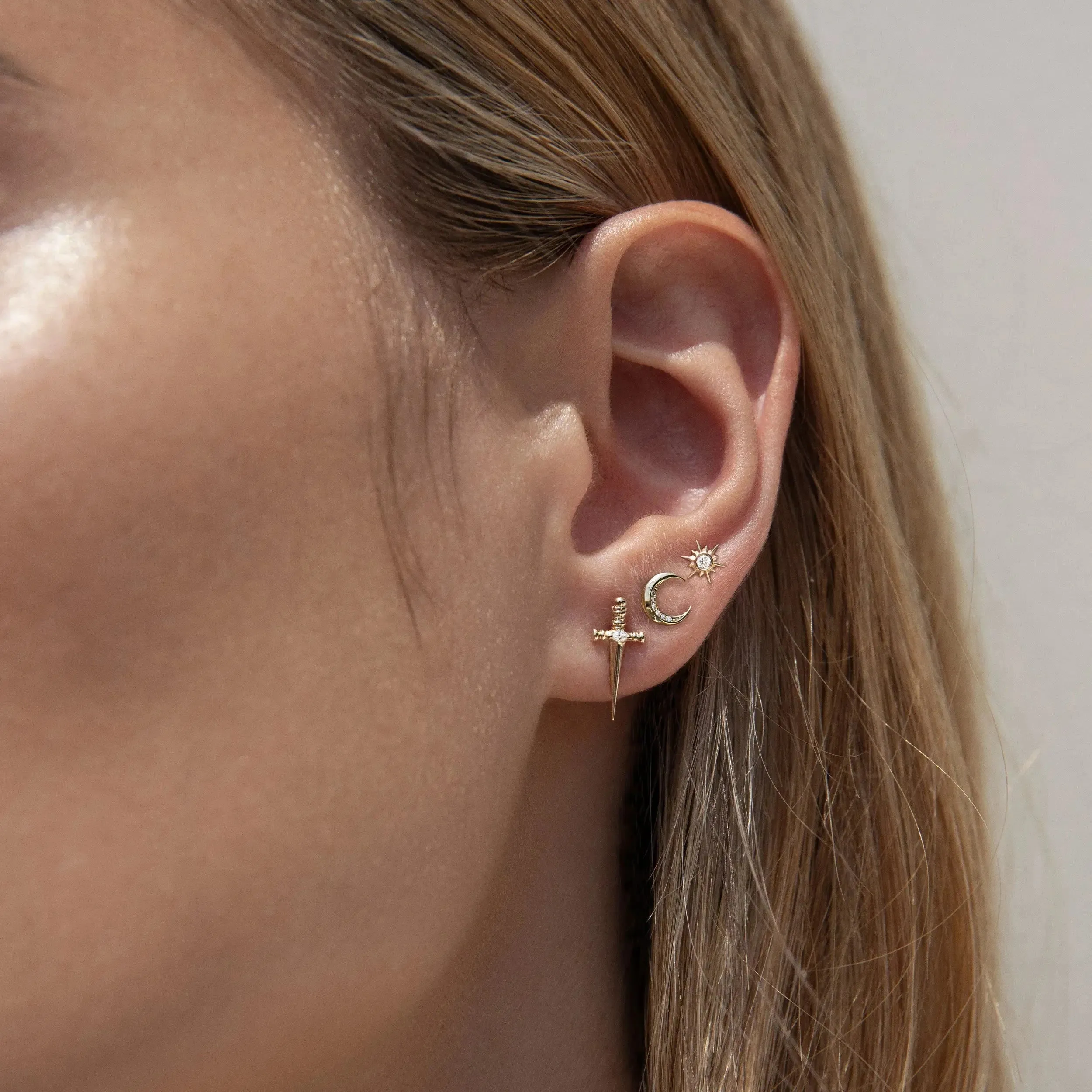 Diamond Moon Studs sold by Awe Inspired product image thumbnail 4