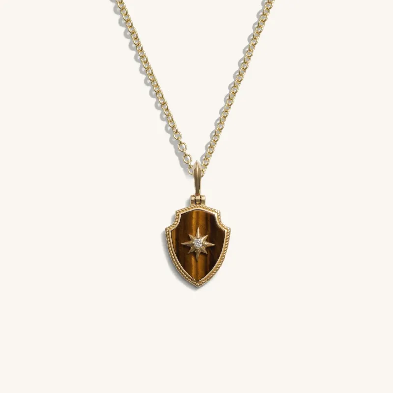 Tiger's Eye Shield Necklace sold by Awe Inspired