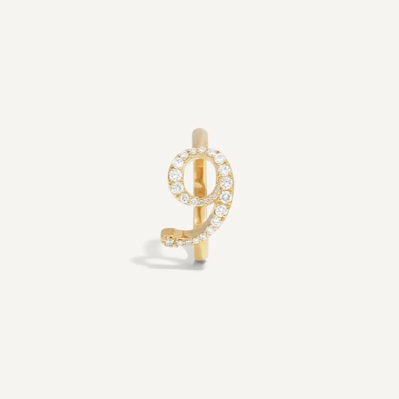 14k SG Number Ring #9 sold by Awe Inspired