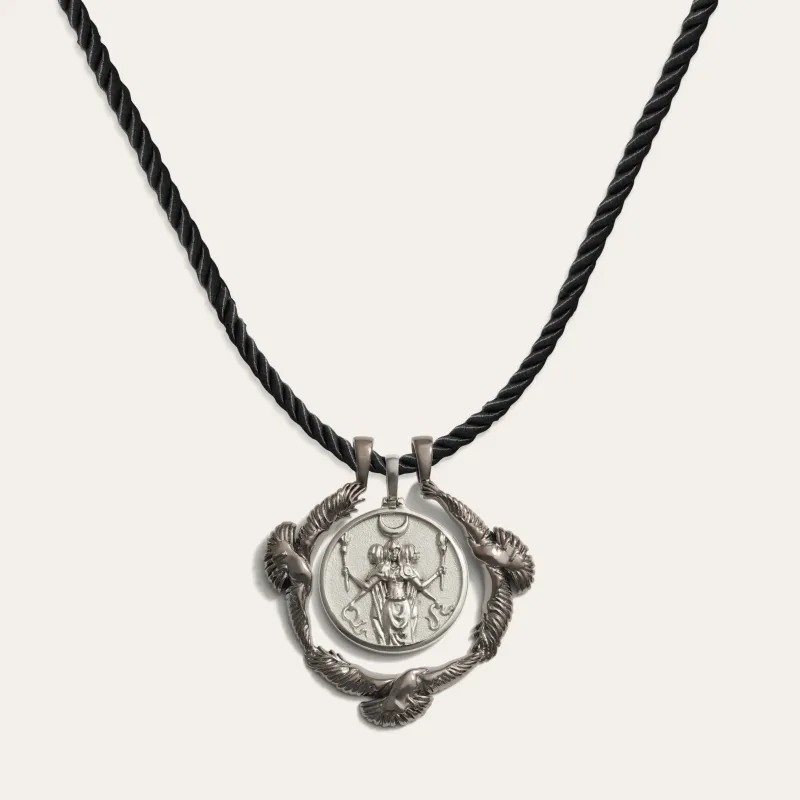 Hecate Raven Silk Necklace sold by Awe Inspired