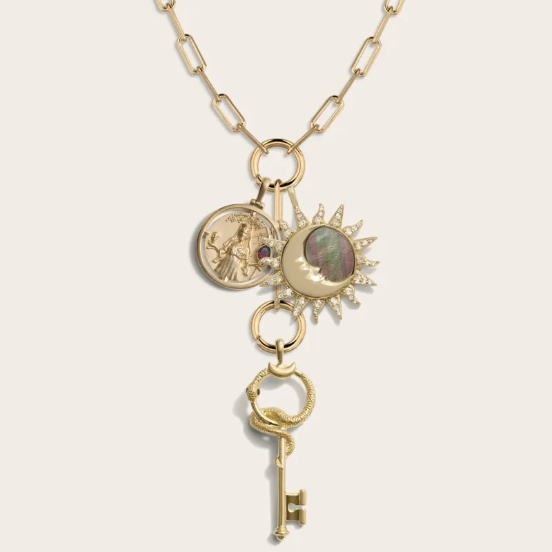 Dark Goddess Charm Lariat sold by Awe Inspired