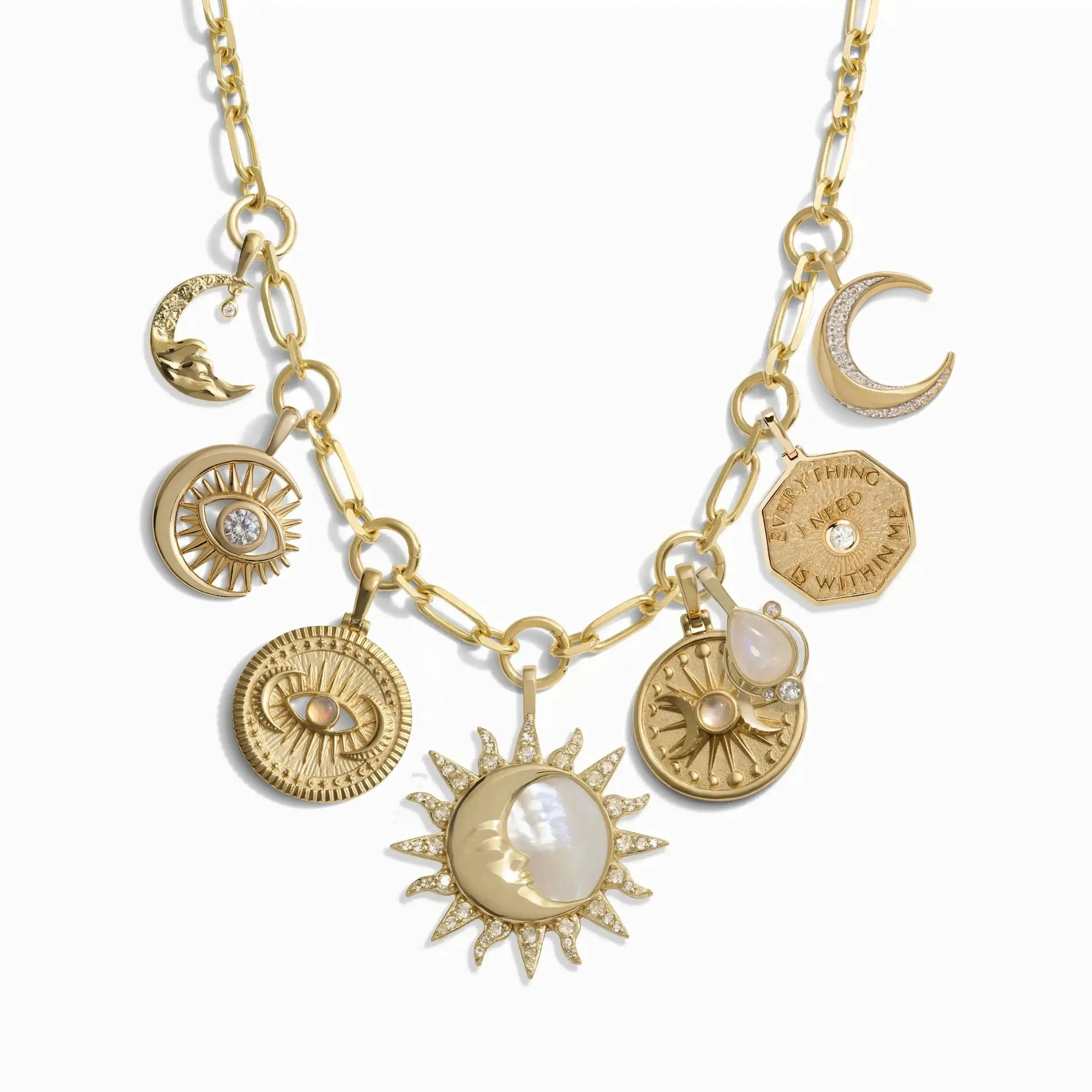 Moon Phase Statement Charm Necklace sold by Awe Inspired