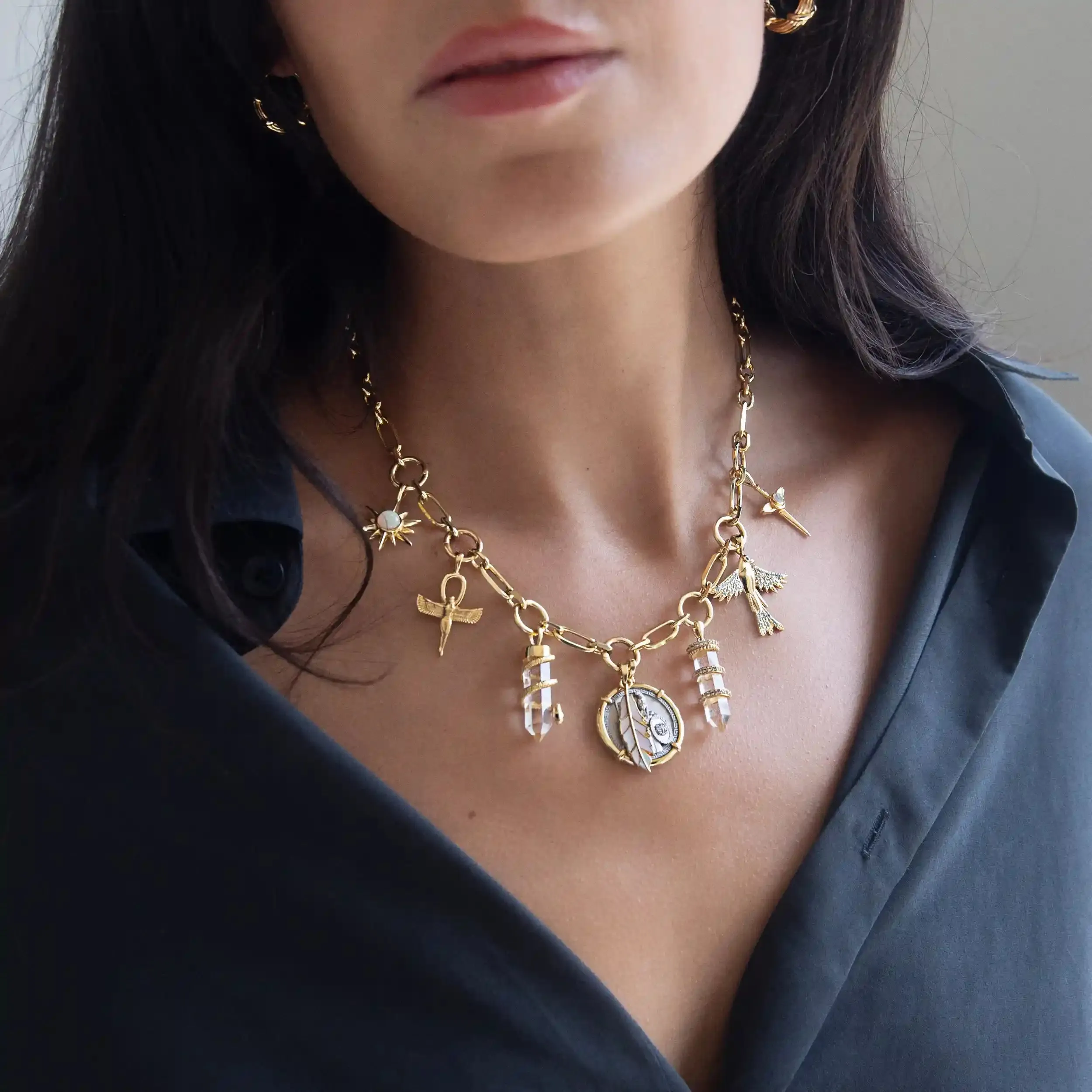 Moon Phase Statement Charm Necklace sold by Awe Inspired product image thumbnail 2