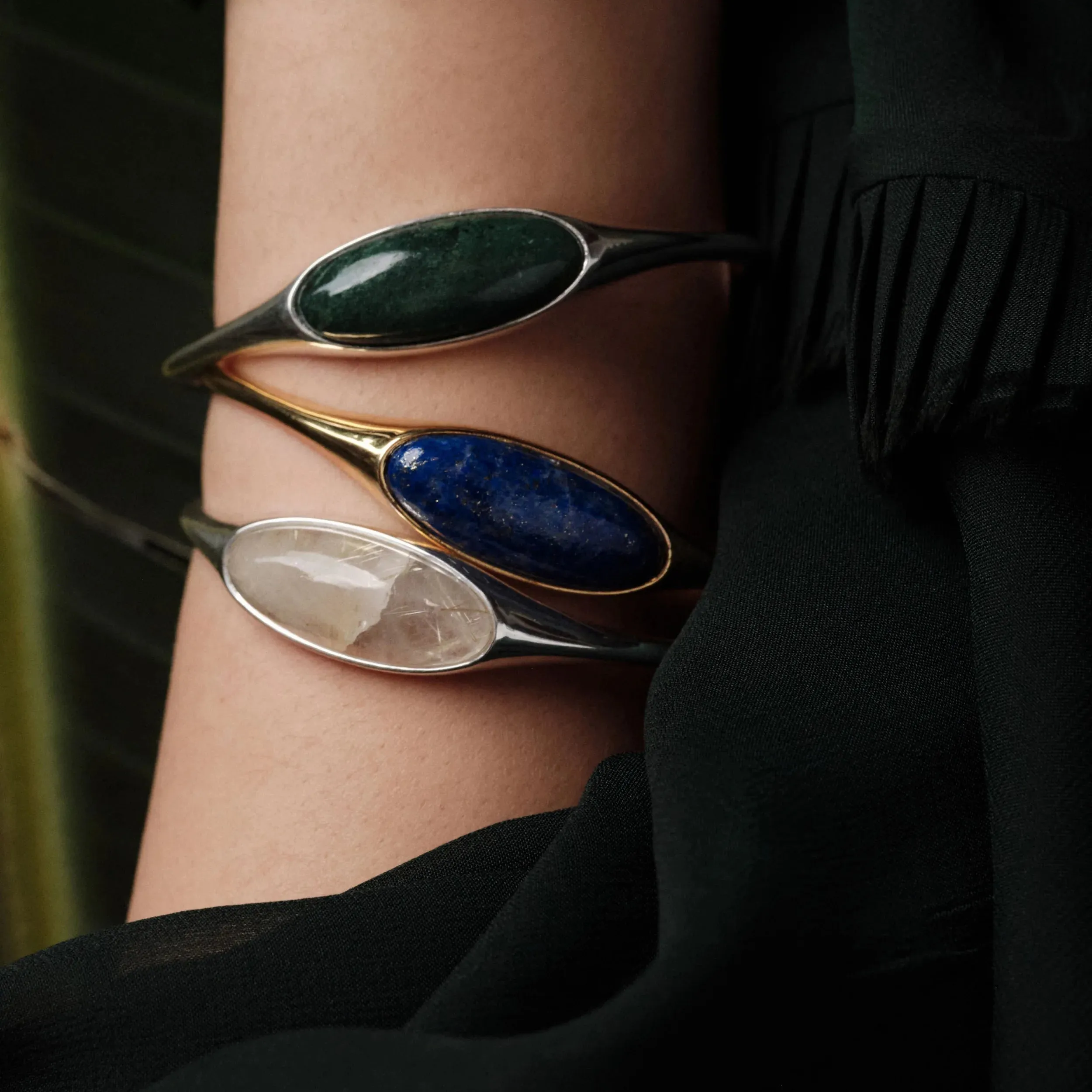 Gemstone Cabochon Stacking Cuff sold by Awe Inspired product image thumbnail 2
