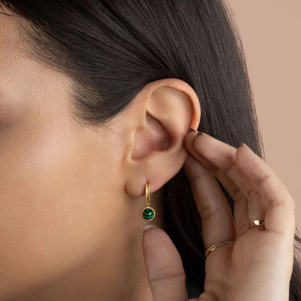 Malachite Milgrain Huggie sold by Awe Inspired product image thumbnail 2