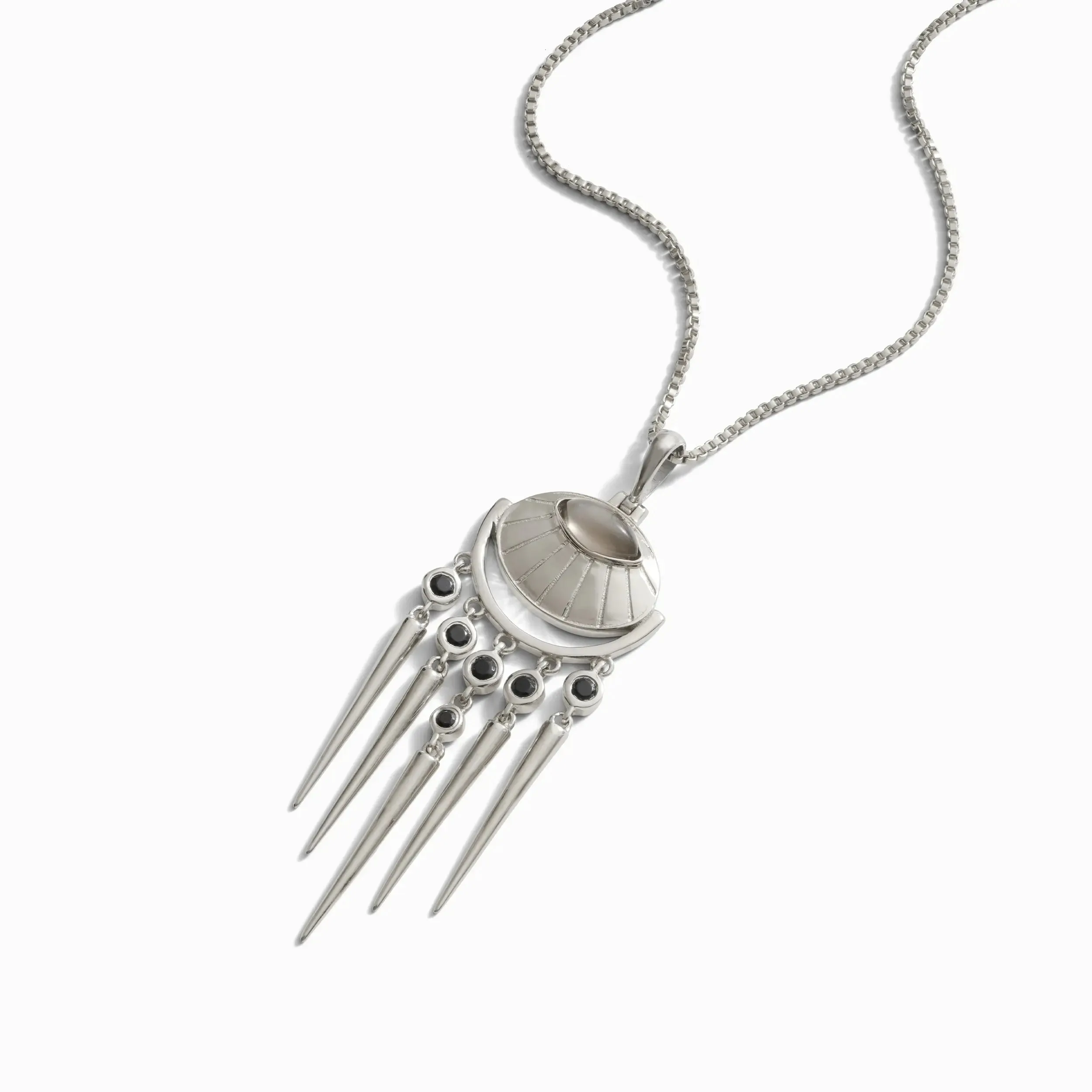 Grey Moonstone Wind Chime Necklace sold by Awe Inspired product image thumbnail 5
