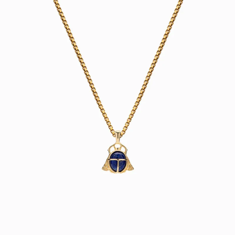 Lapis Lazuli Scarab Necklace sold by Awe Inspired