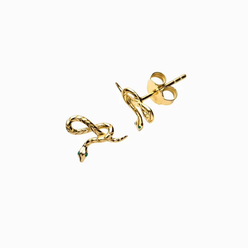 Emerald Eye Snake Studs sold by Awe Inspired