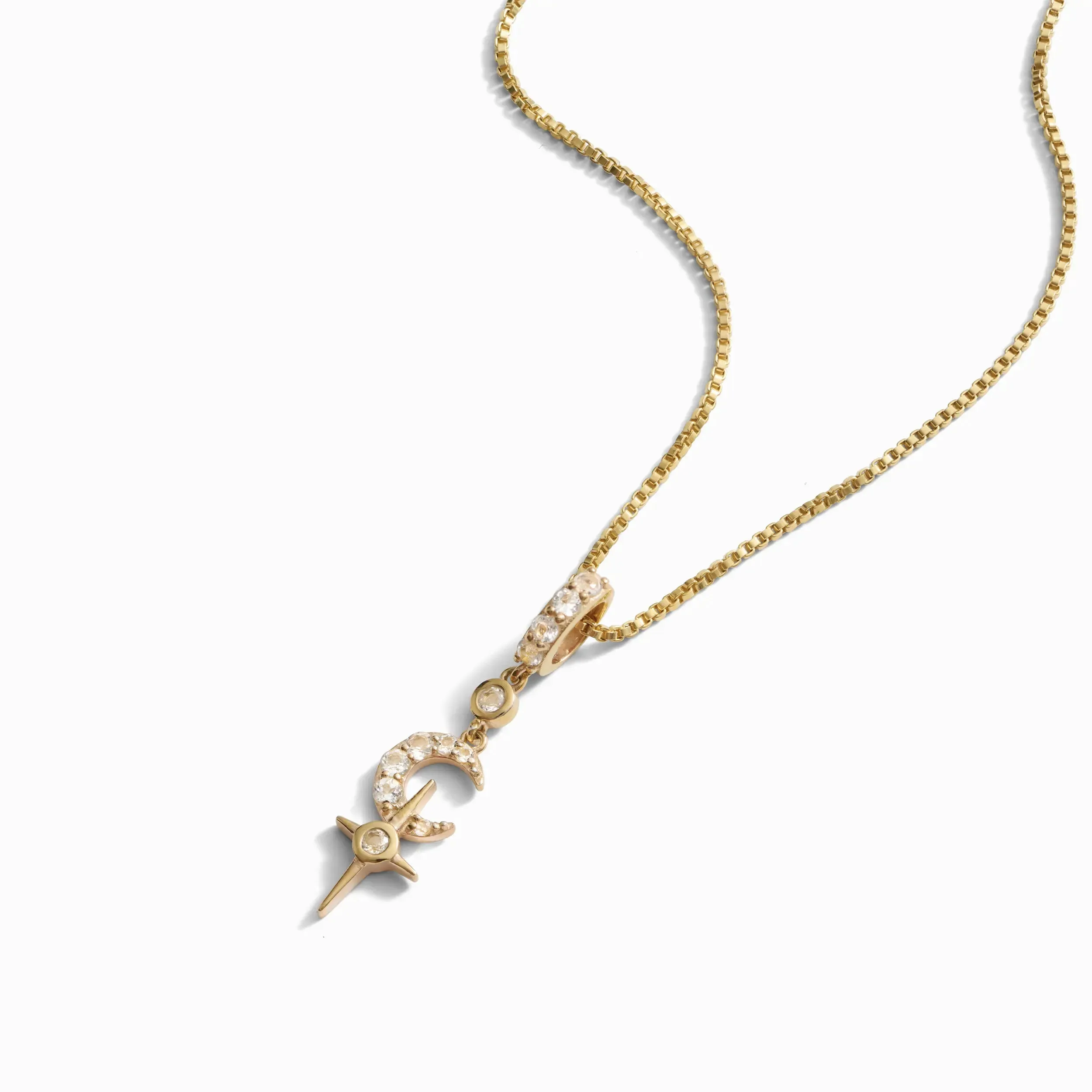 White Topaz Crescent Cross Amulet sold by Awe Inspired product image thumbnail 4