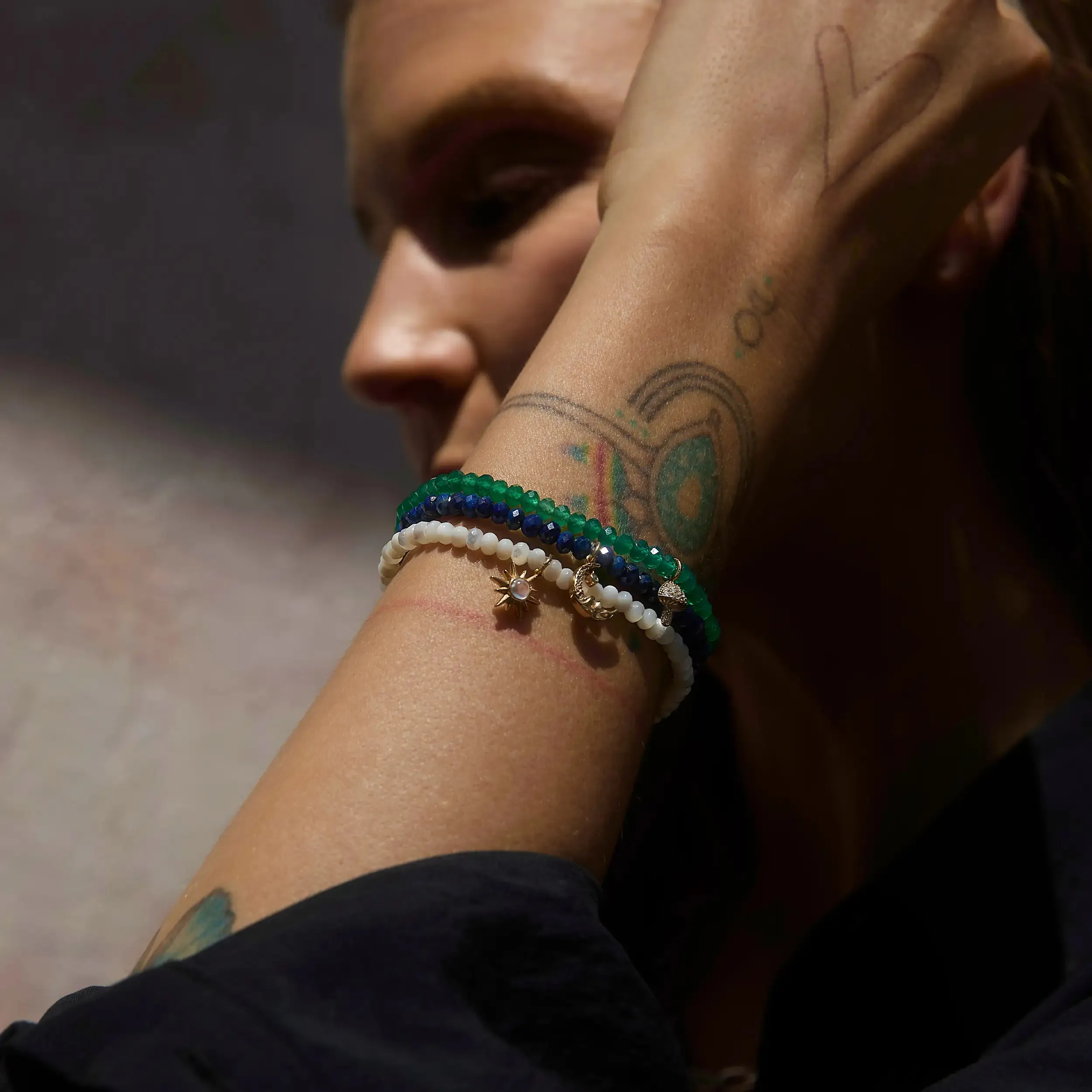 Opal Sun Mother of Pearl Beaded Bracelet sold by Awe Inspired product image thumbnail 4