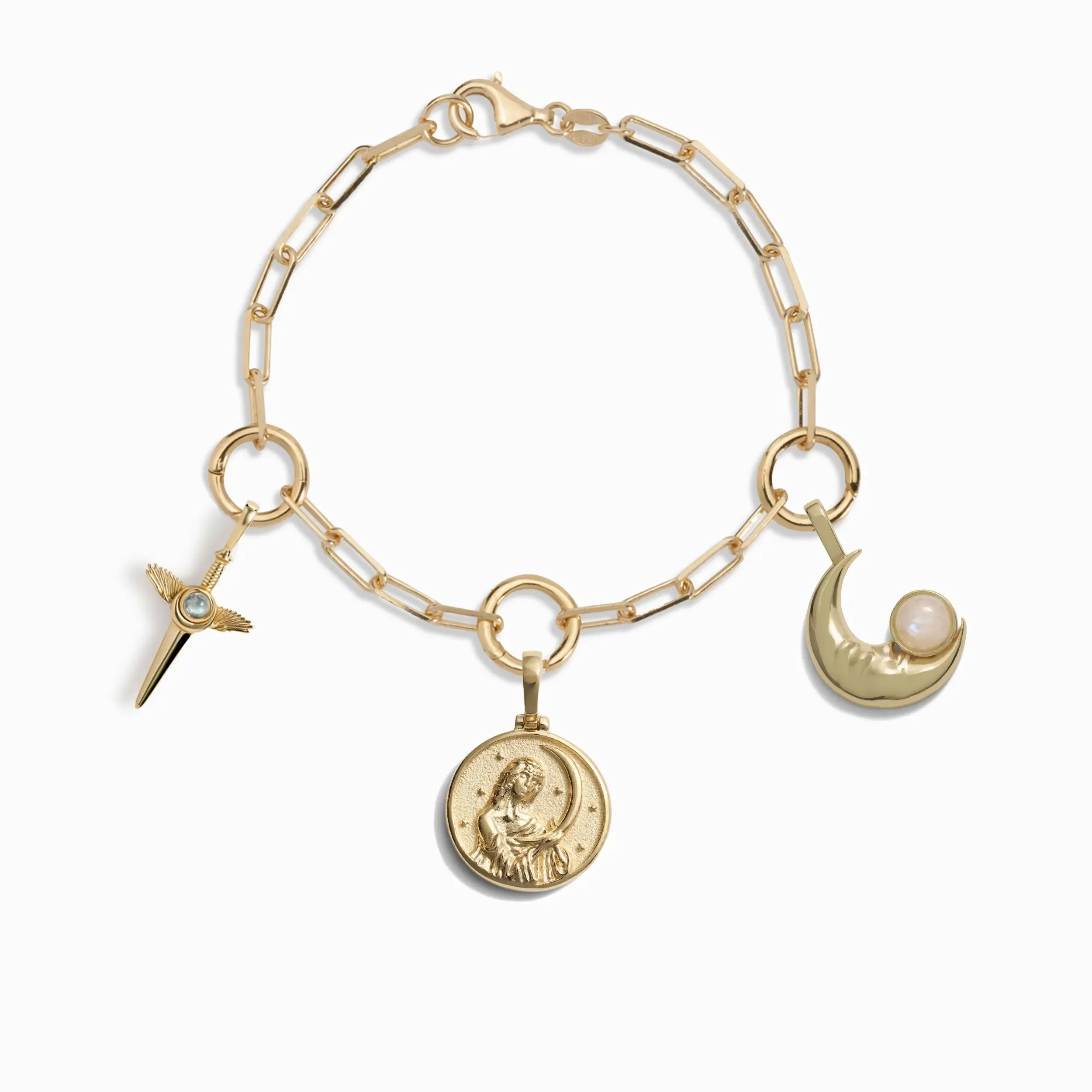 Crescent Moon Charm Bracelet Set sold by Awe Inspired