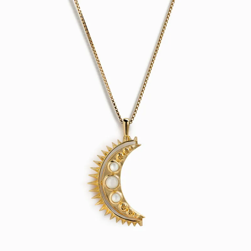 Moonstone Crescent Necklace sold by Awe Inspired