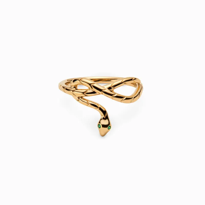 Emerald Eye Snake Ring sold by Awe Inspired