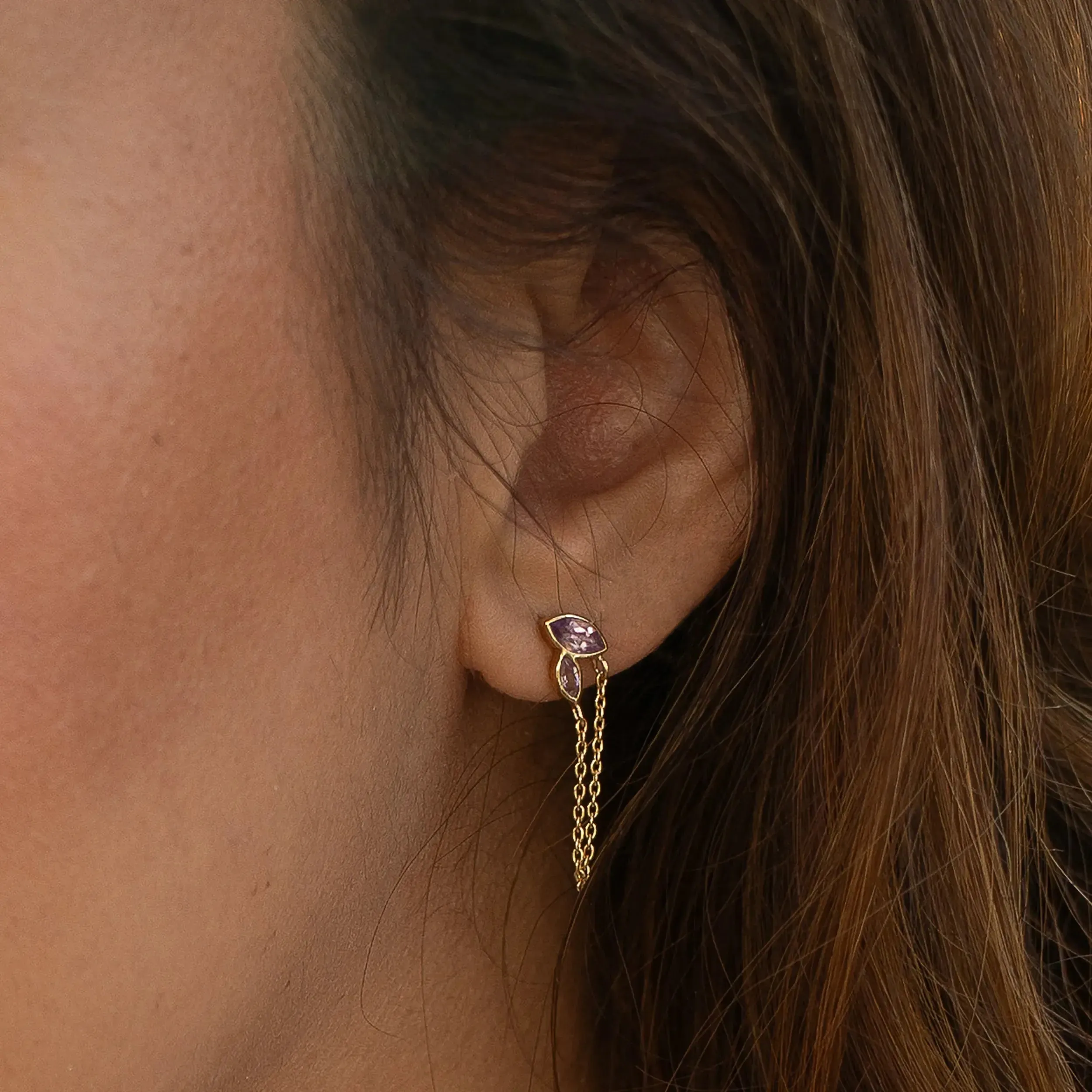 Double Marquise Amethyst Earrings sold by Awe Inspired product image thumbnail 3