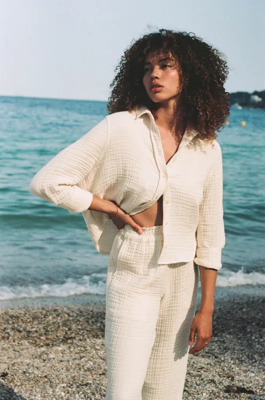 Cropped Pru Button Down sold by Daise