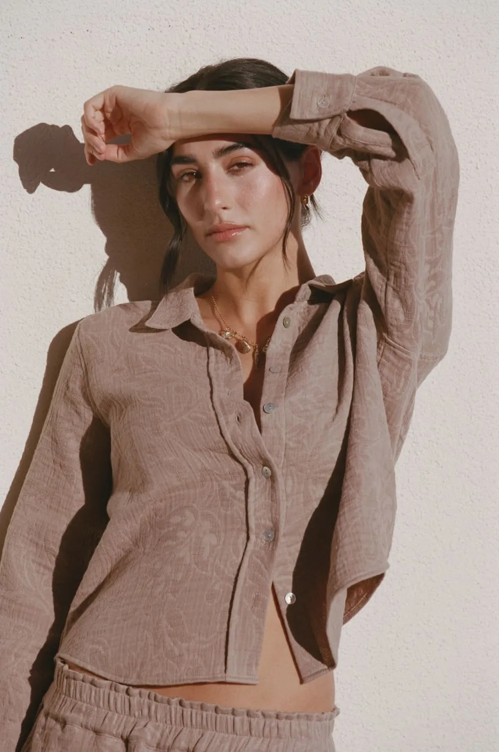 Floral Cropped Pru Button Down sold by Daise product image thumbnail 5