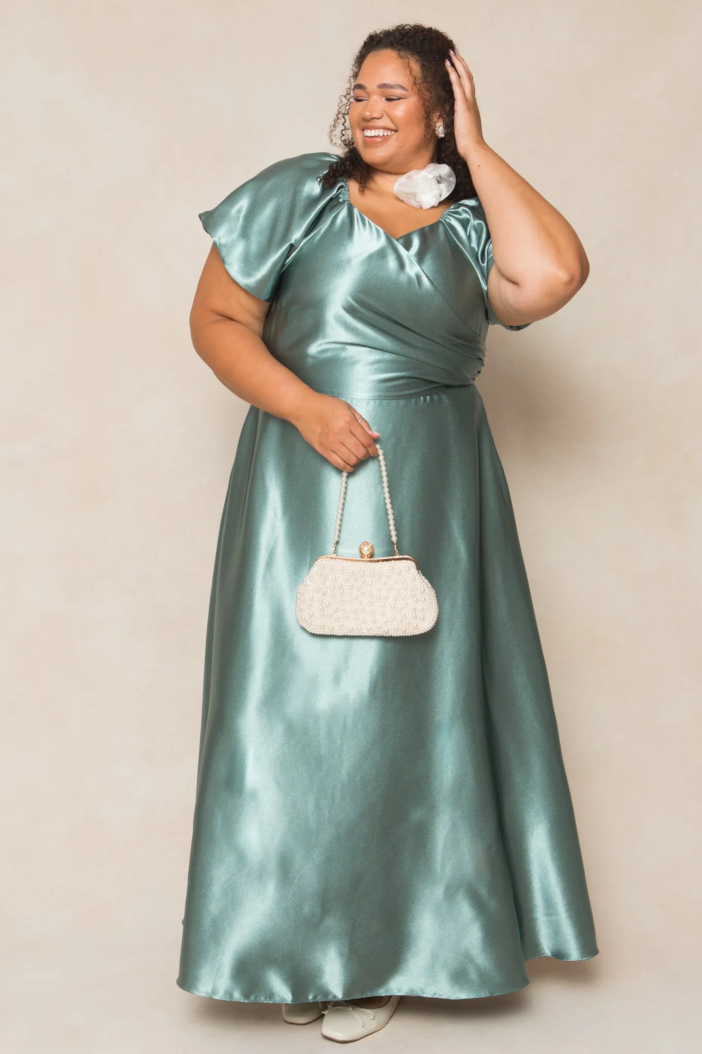 Tessie Dress in Seaglass Satin sold by Ivy City Co product image thumbnail 3