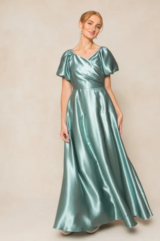 Tessie Dress in Seaglass Satin sold by Ivy City Co
