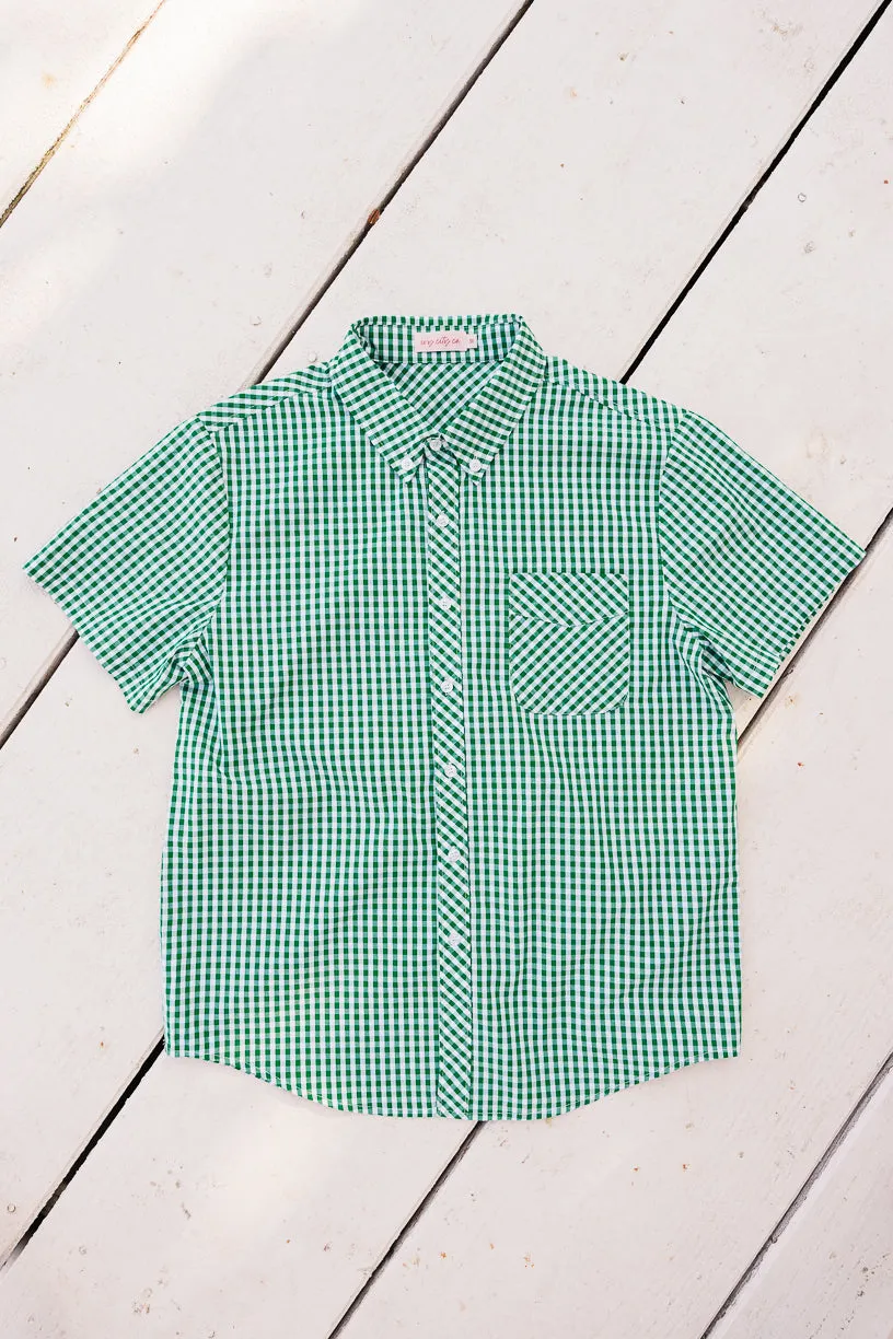 Mens James Shirt in Green Gingham - FINAL SALE sold by Ivy City Co